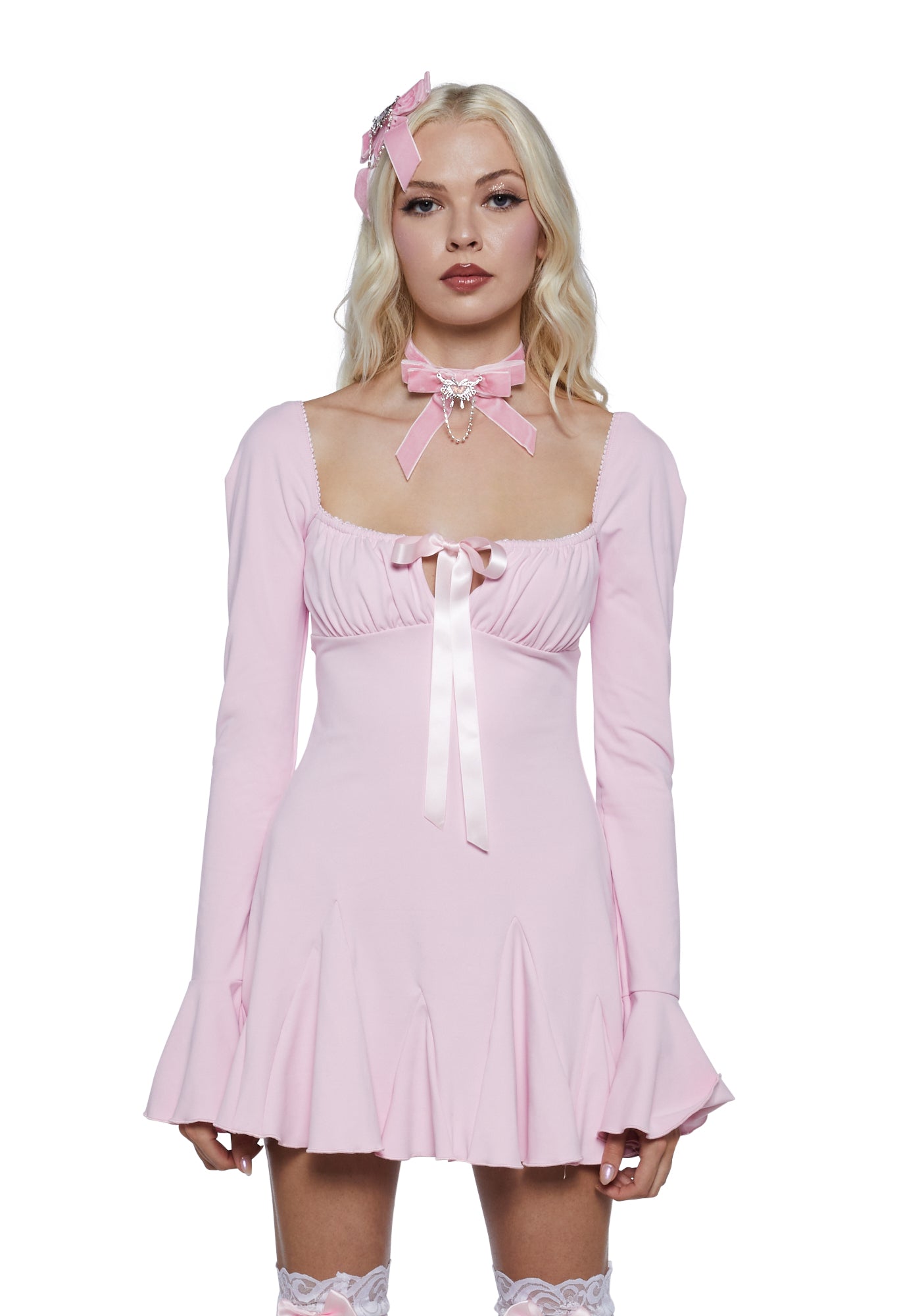 Sugar Thrillz Long Sleeve Mini Dress - Pink Dolls Kill Sugar Thrillz Long Sleeve Mini Dress - Pink Dolls Kill