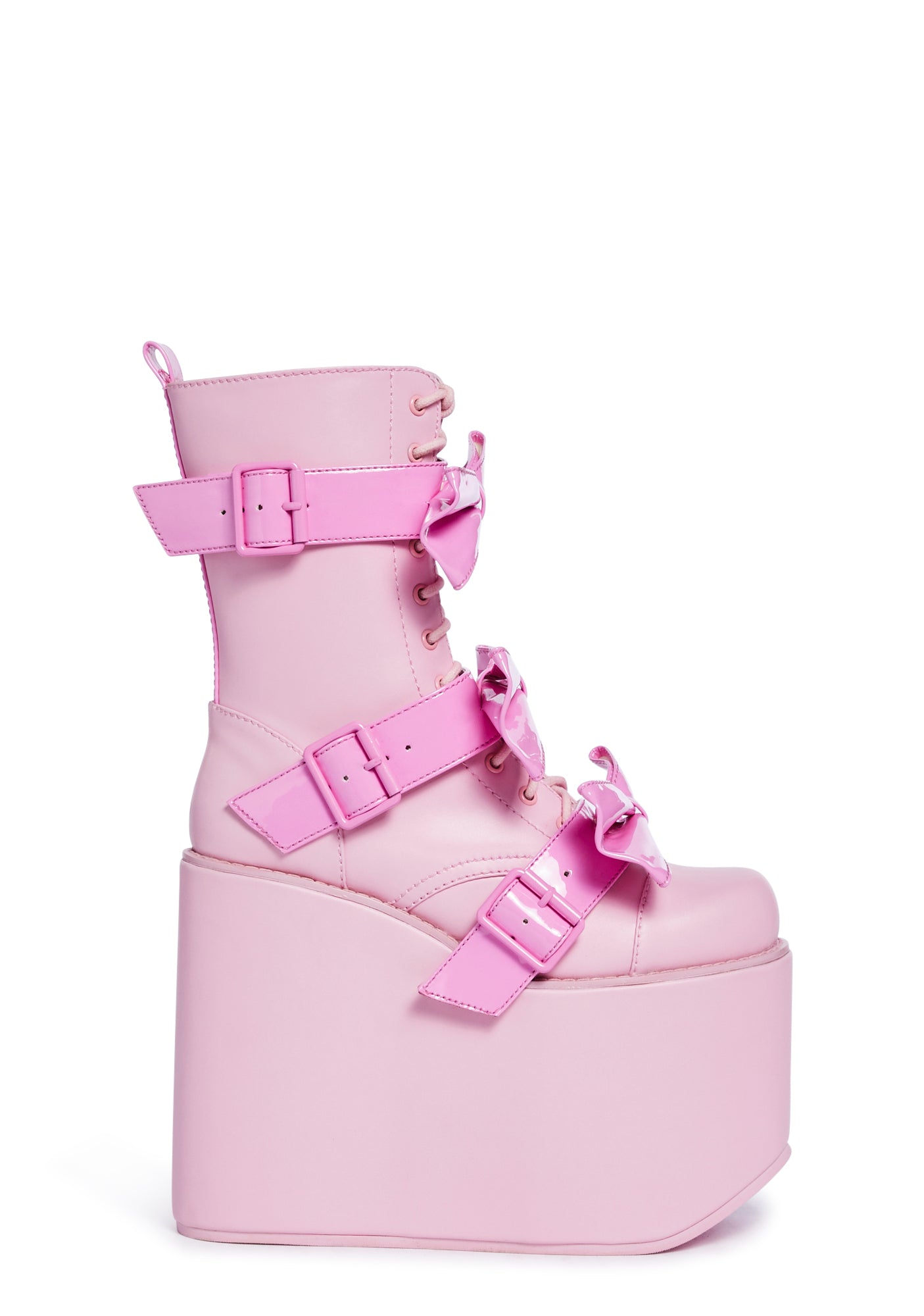 Sugar Thrillz Vegan Leather Patent Bows Boots - Pink