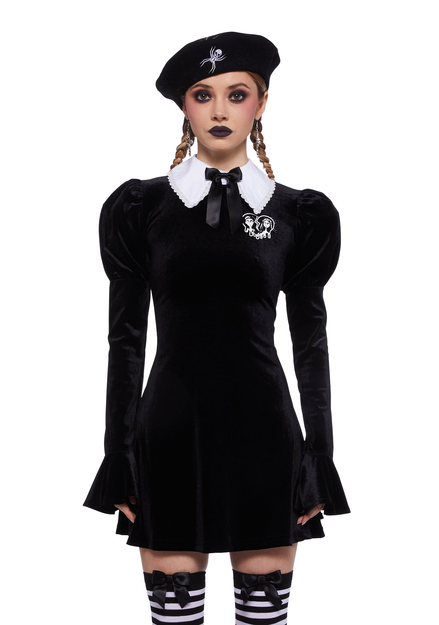 Dolls Kill X Corpse Bride Mini Knit Dress- Black
