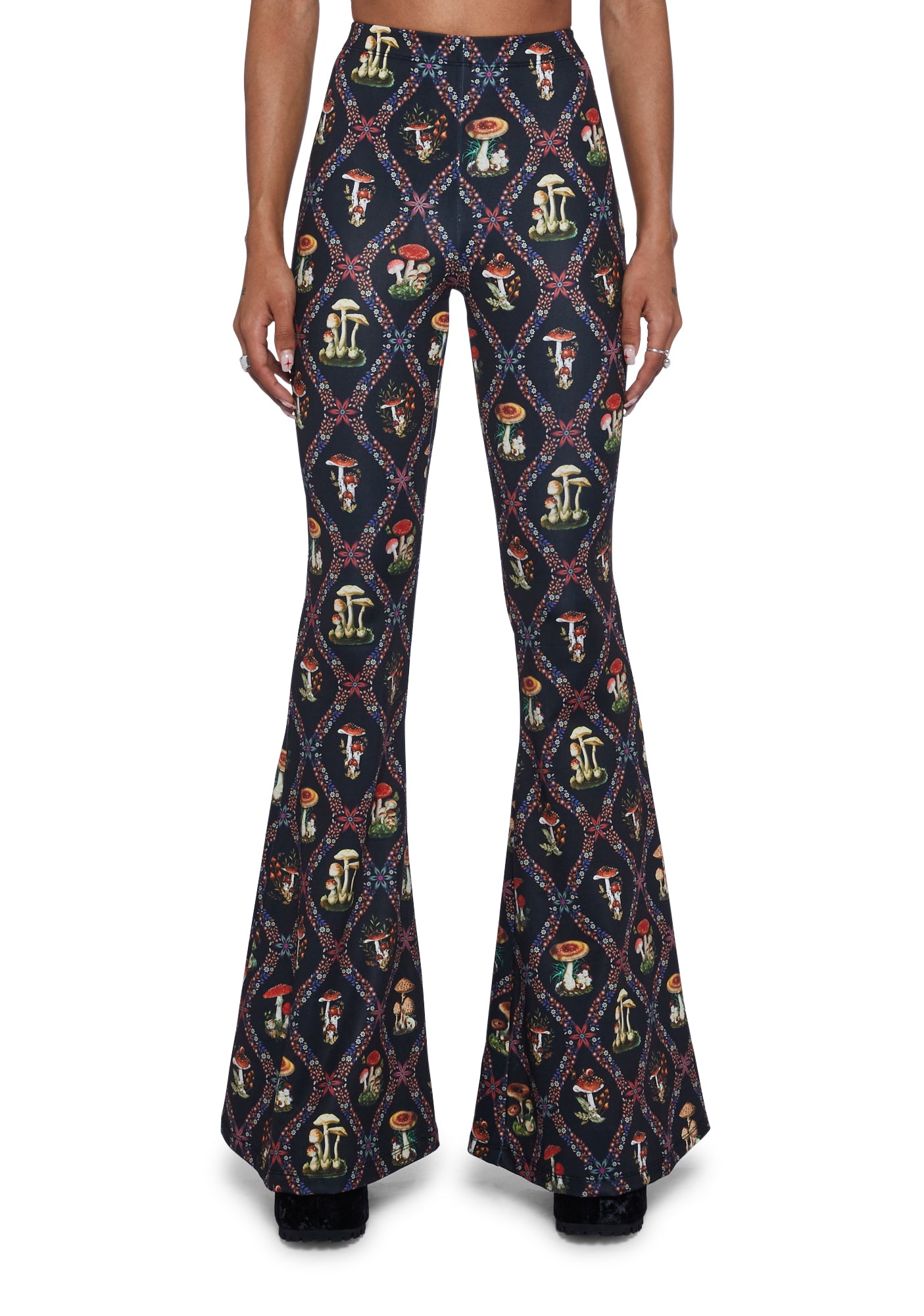 Current Mood Mushroom Print Flared Pants - Multi – Dolls Kill