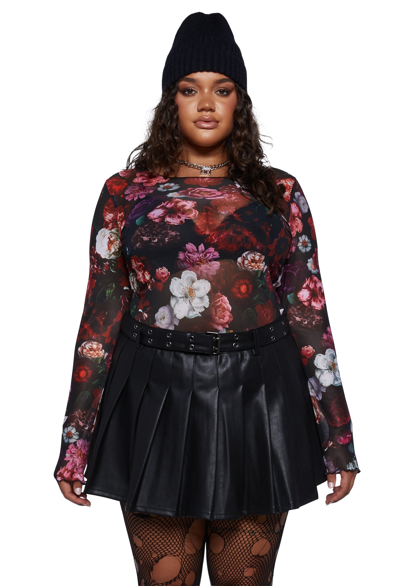 Sheer mesh floral top top