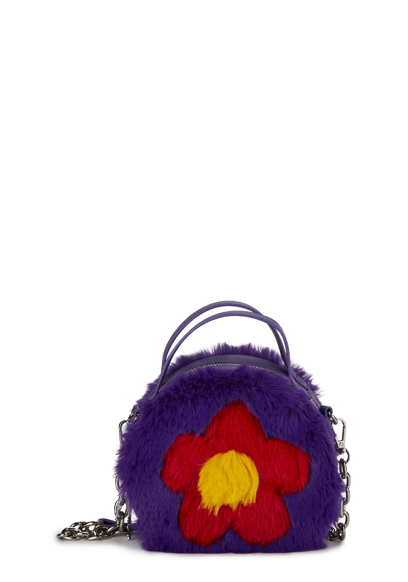 Delia s Floral Faux Fur Bag Purple Dolls Kill