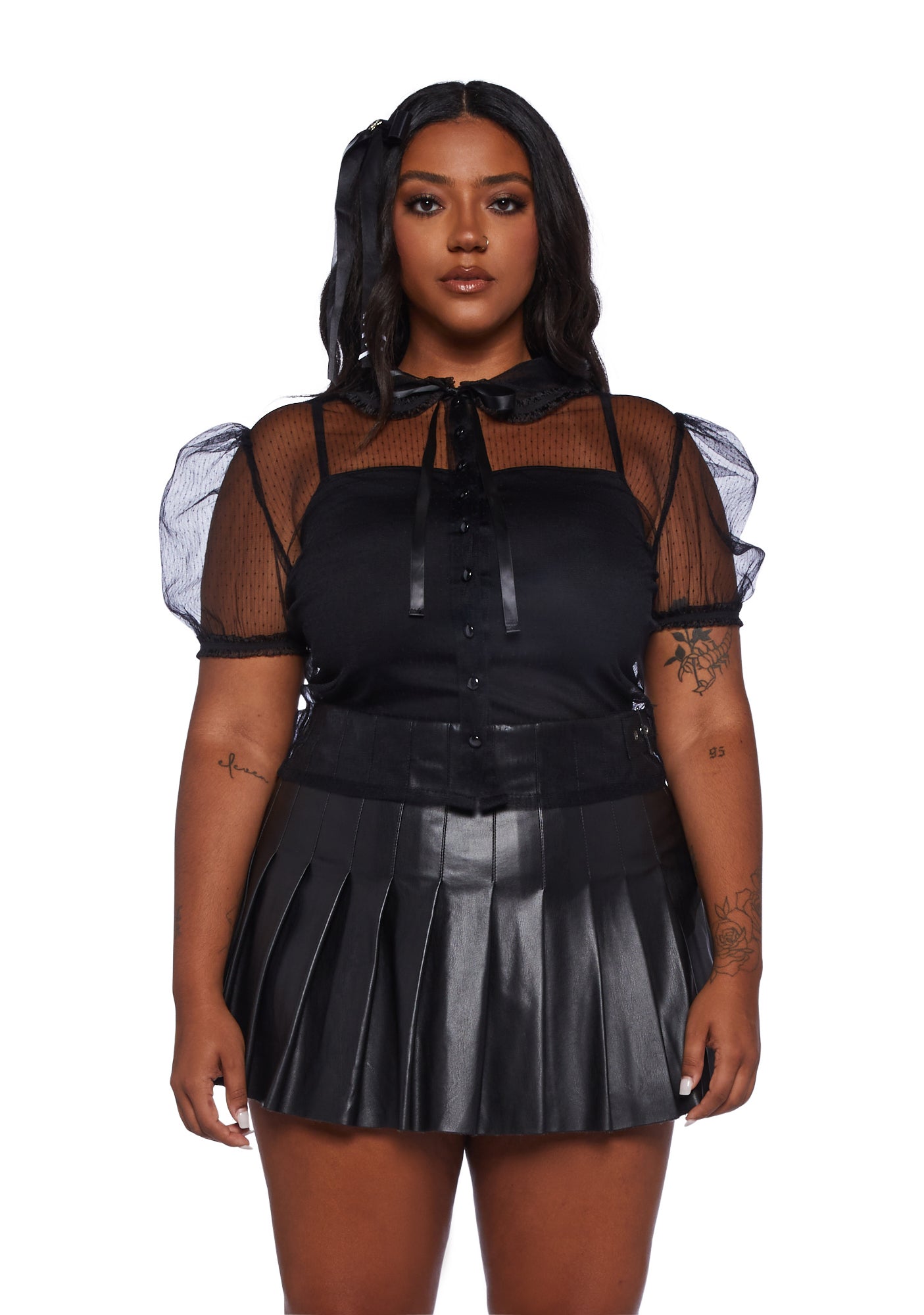 Sheer blouse online plus size