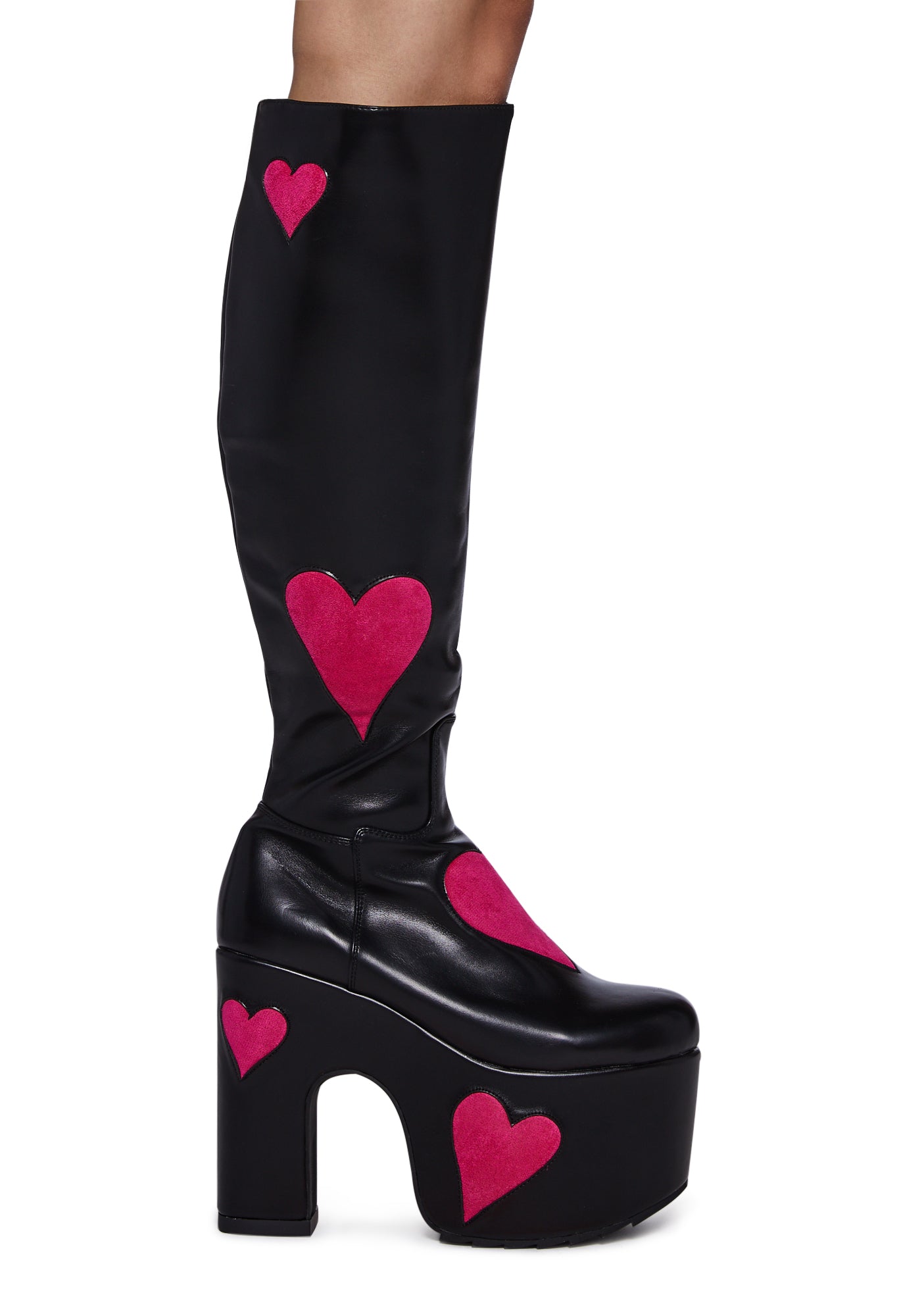 Pink Heart Boots La Moda Black Boots LAMODA Heart Throb Chunky