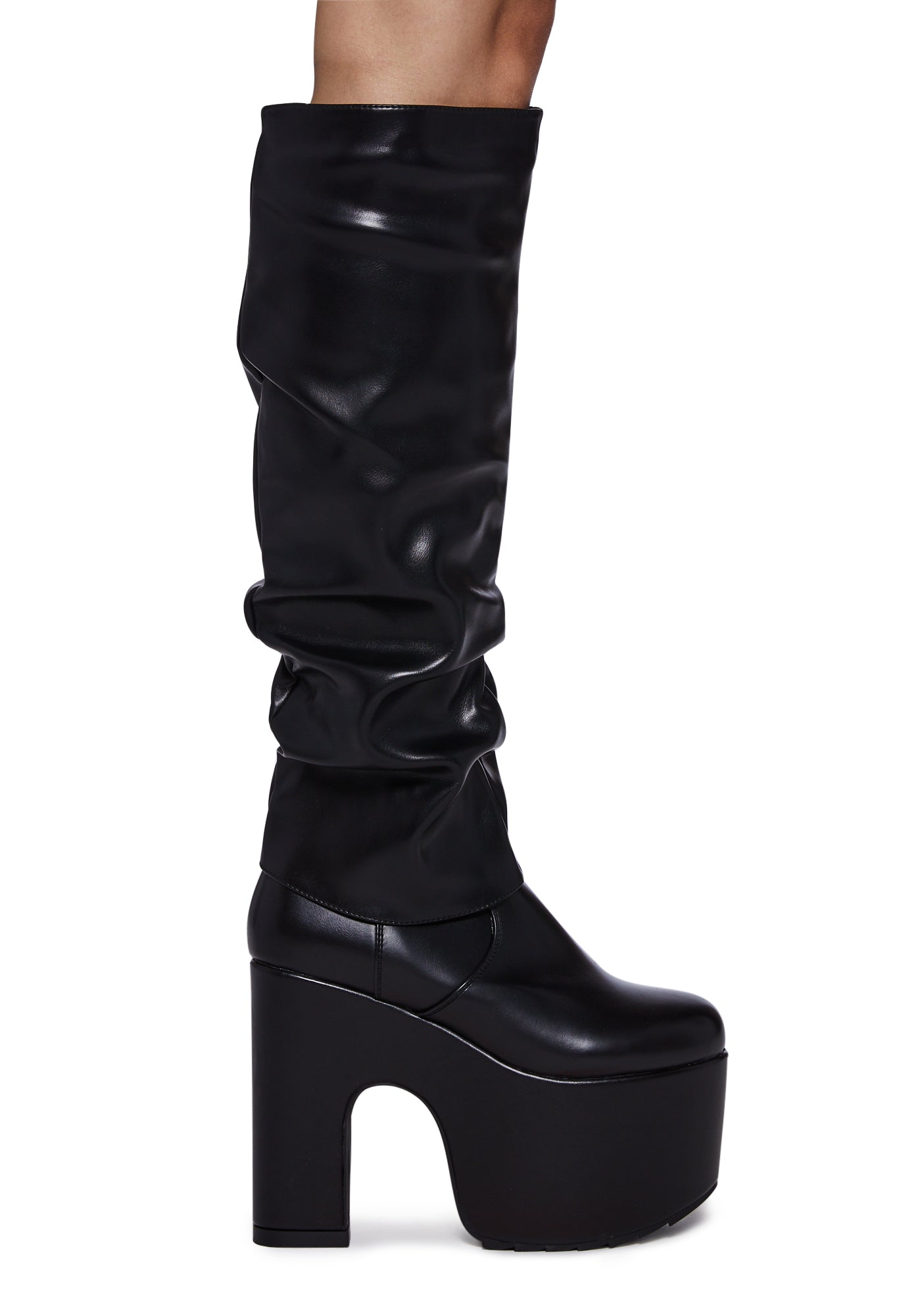 Lamoda Slouched Platform Boots - Black – Dolls Kill