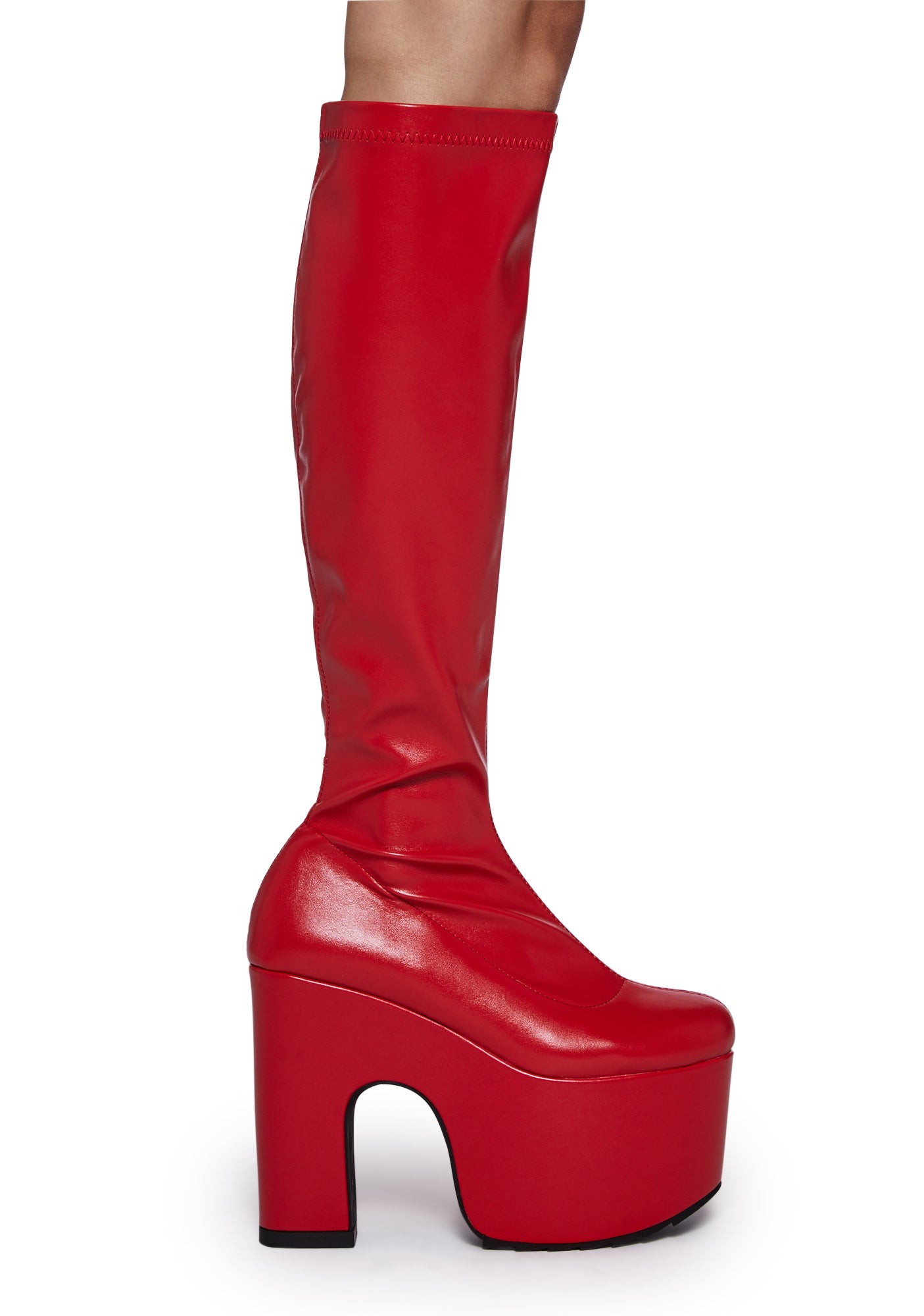 Red knee high platform boots sale