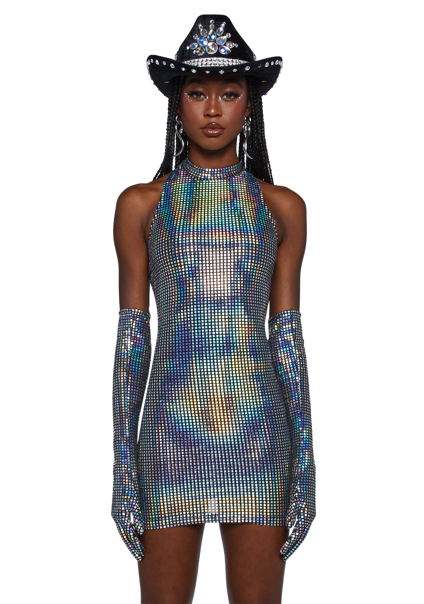 Moon Kissed Mini Dress and Gloves Set Disco