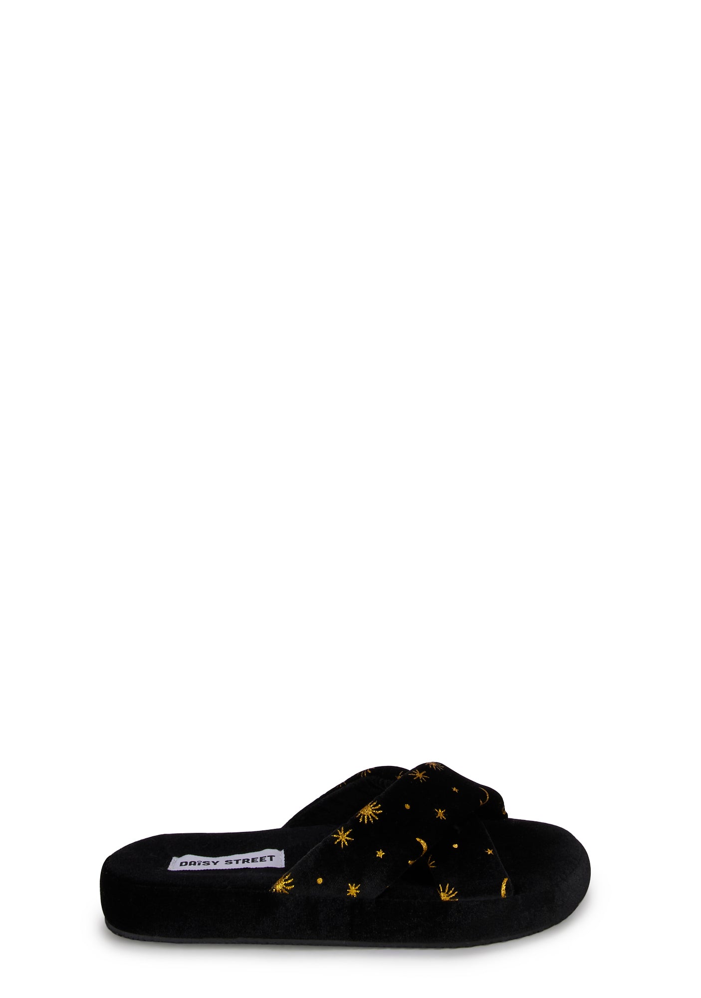 Moon And Star Slippers Daisy Street Star Print Slippers- Black