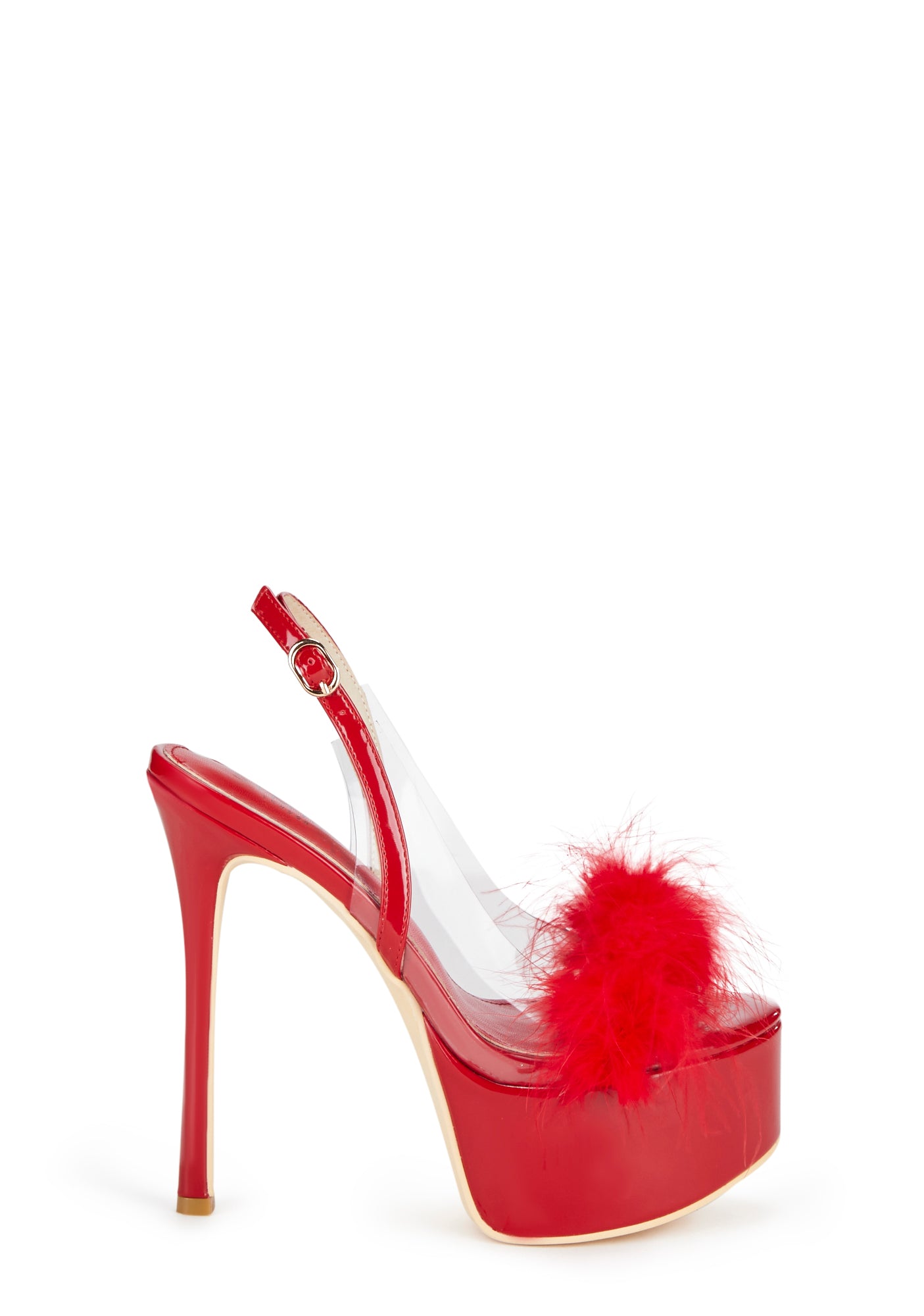 SIMMI Fluffy Stiletto Heels Red Dolls Kill