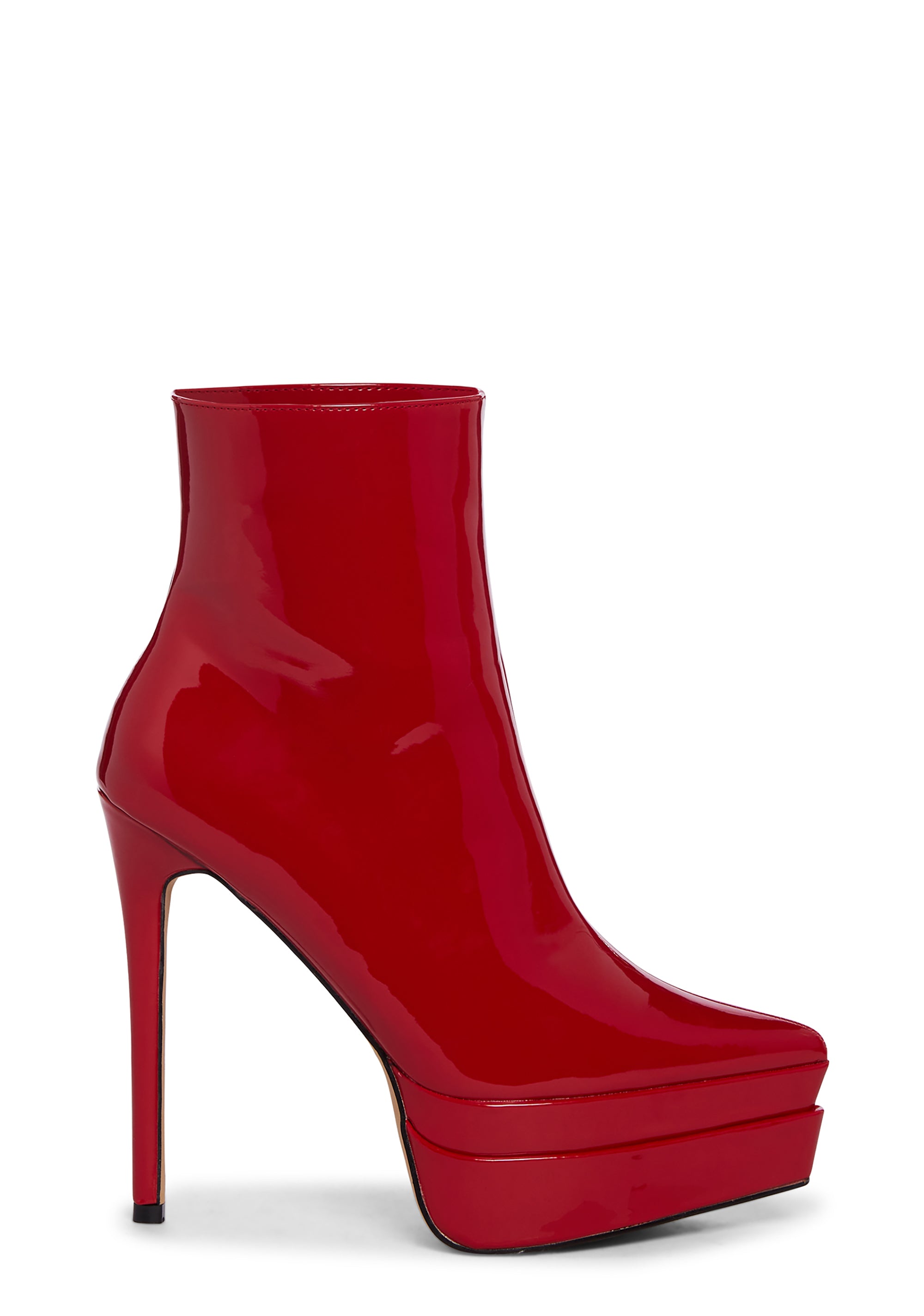 Lemon Drop By Privileged Shiny Heeled Platform Boots Red Dolls Kill