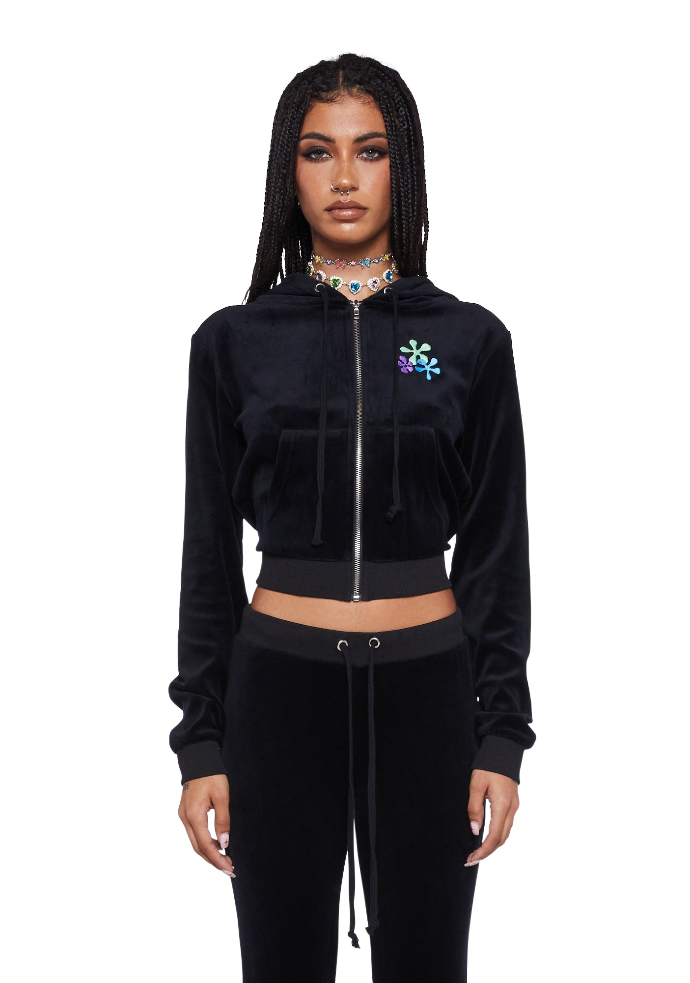 Dolls Kill x SpongeBob Gary Velour Hoodie - Black