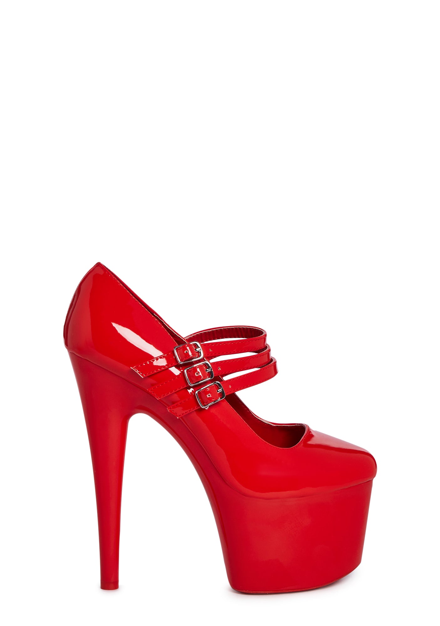 Y.R.U. Patent Vegan Leather Pump Stiletto Heels - Red