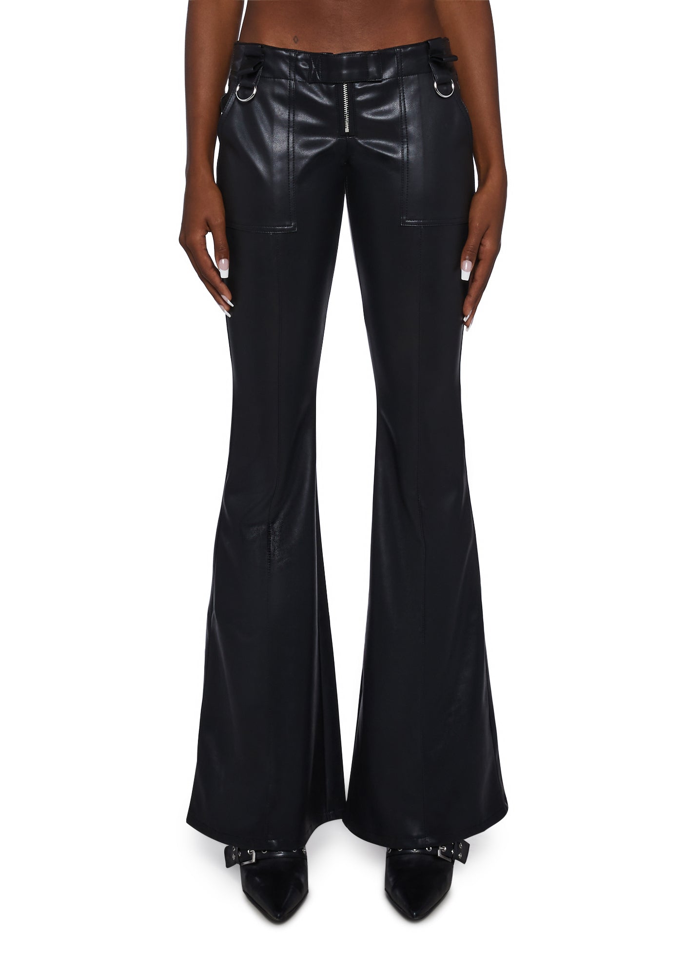 Windsor Love The Look Lace-Up Faux Leather Flare Pants