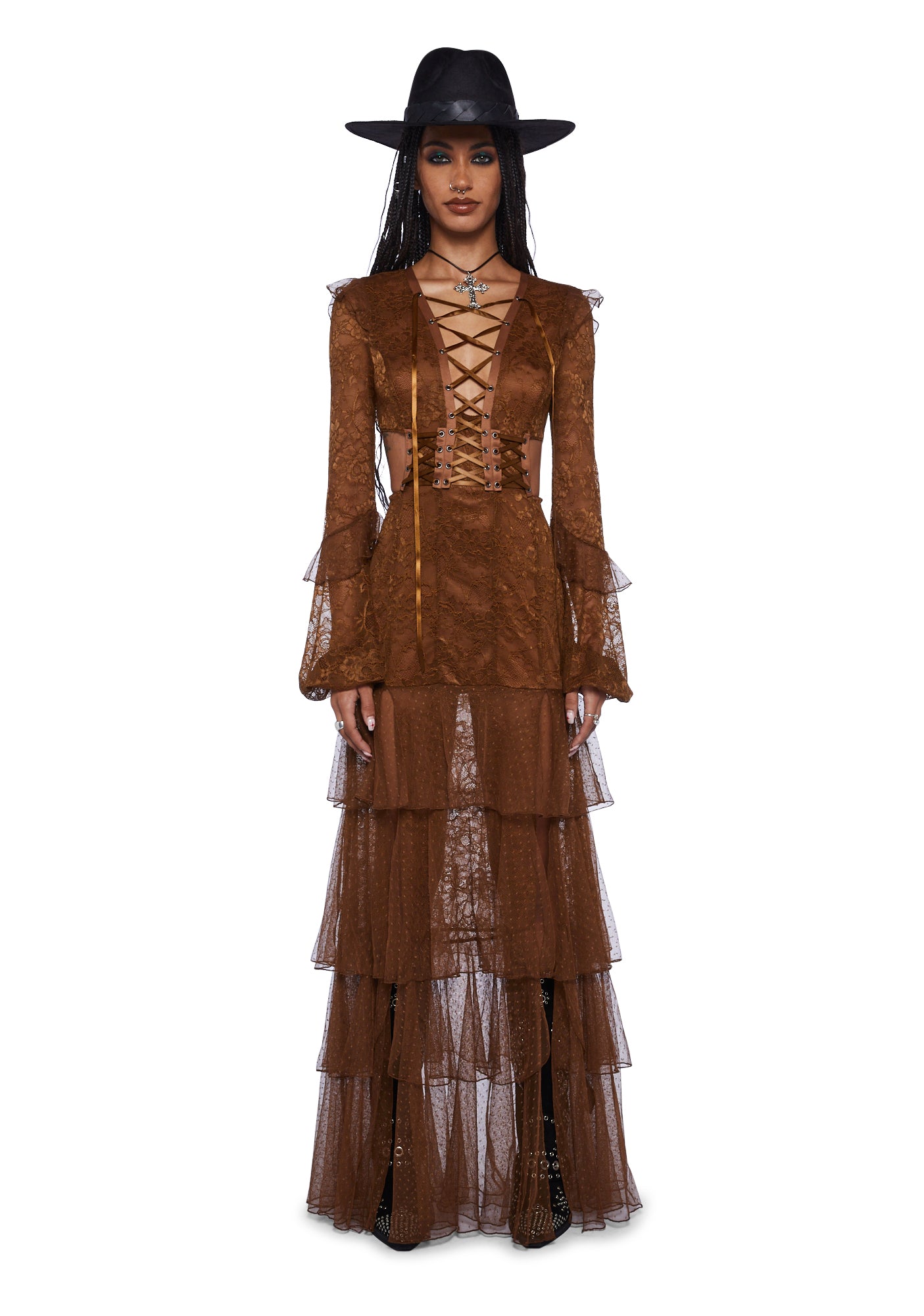 maxi dress song Current Mood Lace Mesh Cut Out Lace Up Maxi Dress