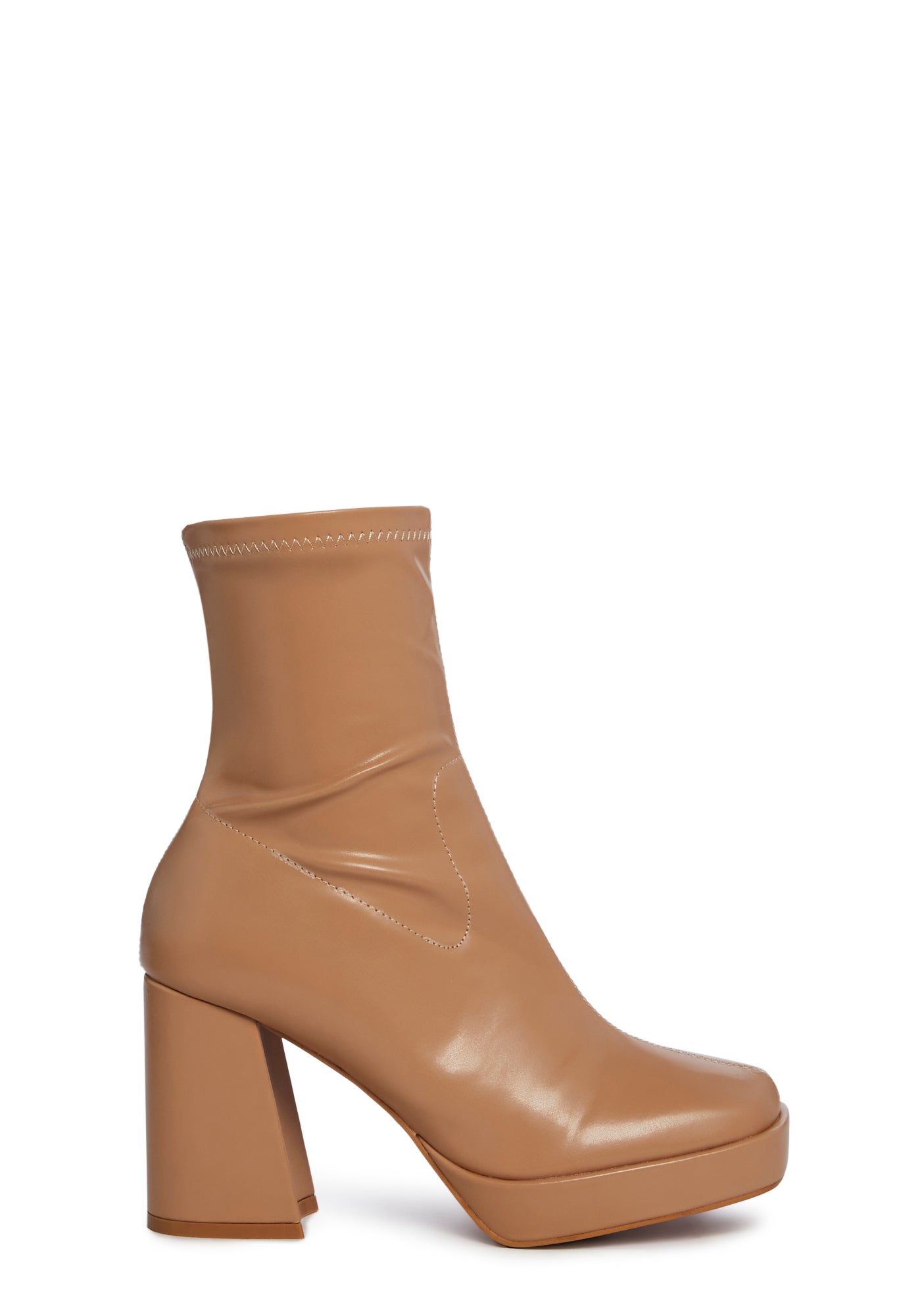Vegan Leather Zipper Booties Brown Dolls Kill