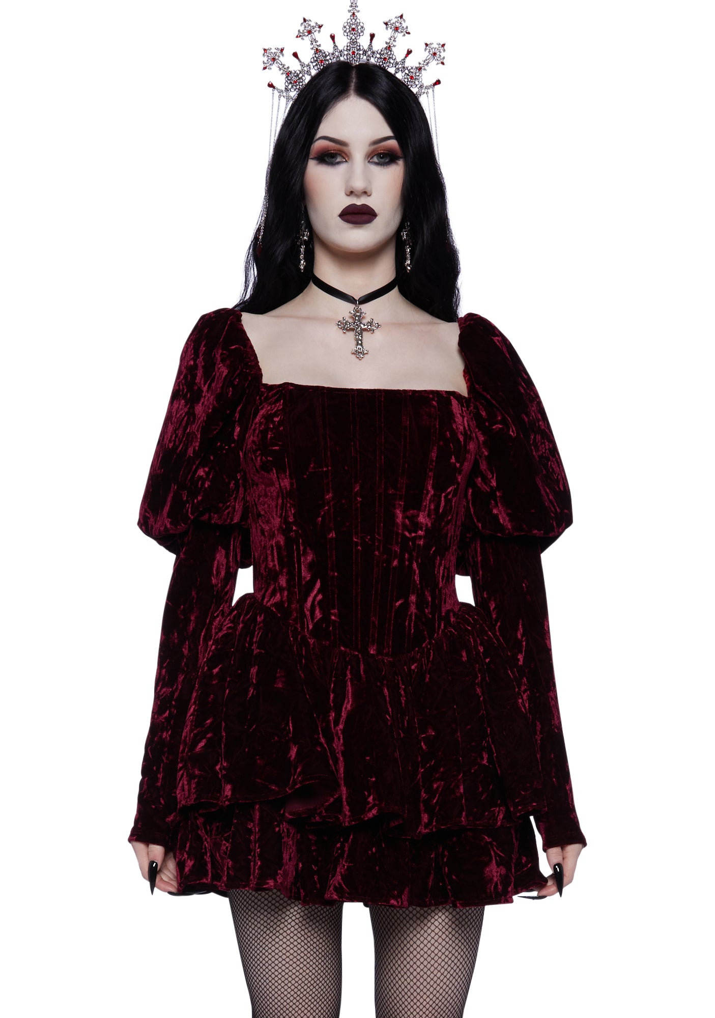 Unholy Crushed Velvet Boned Corset Dress