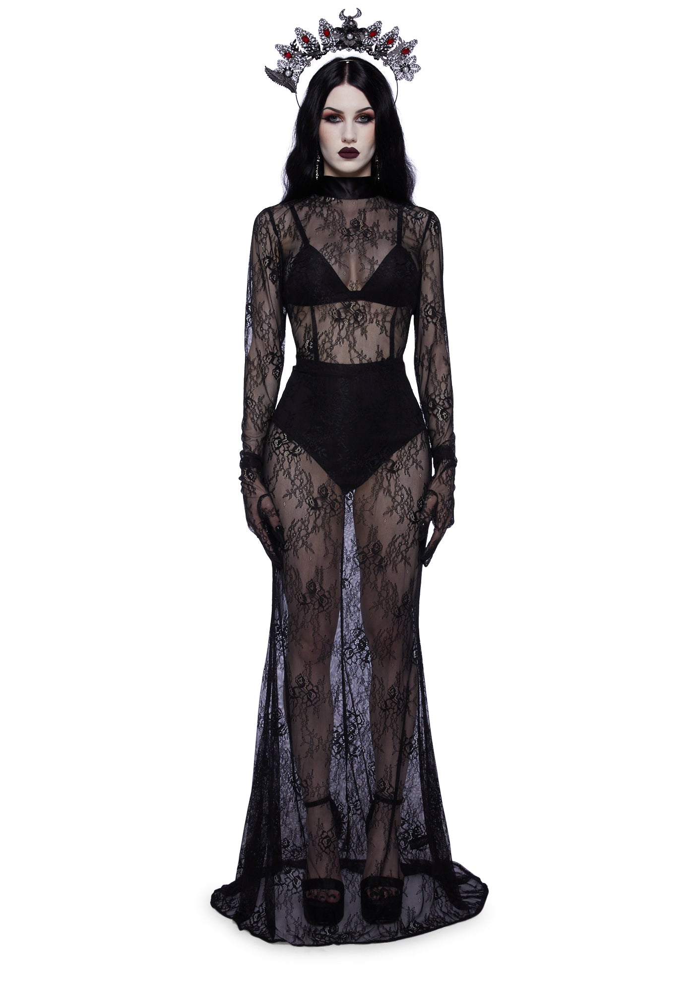 Unholy Lace Bodycon Dress Set- Black – Dolls Kill