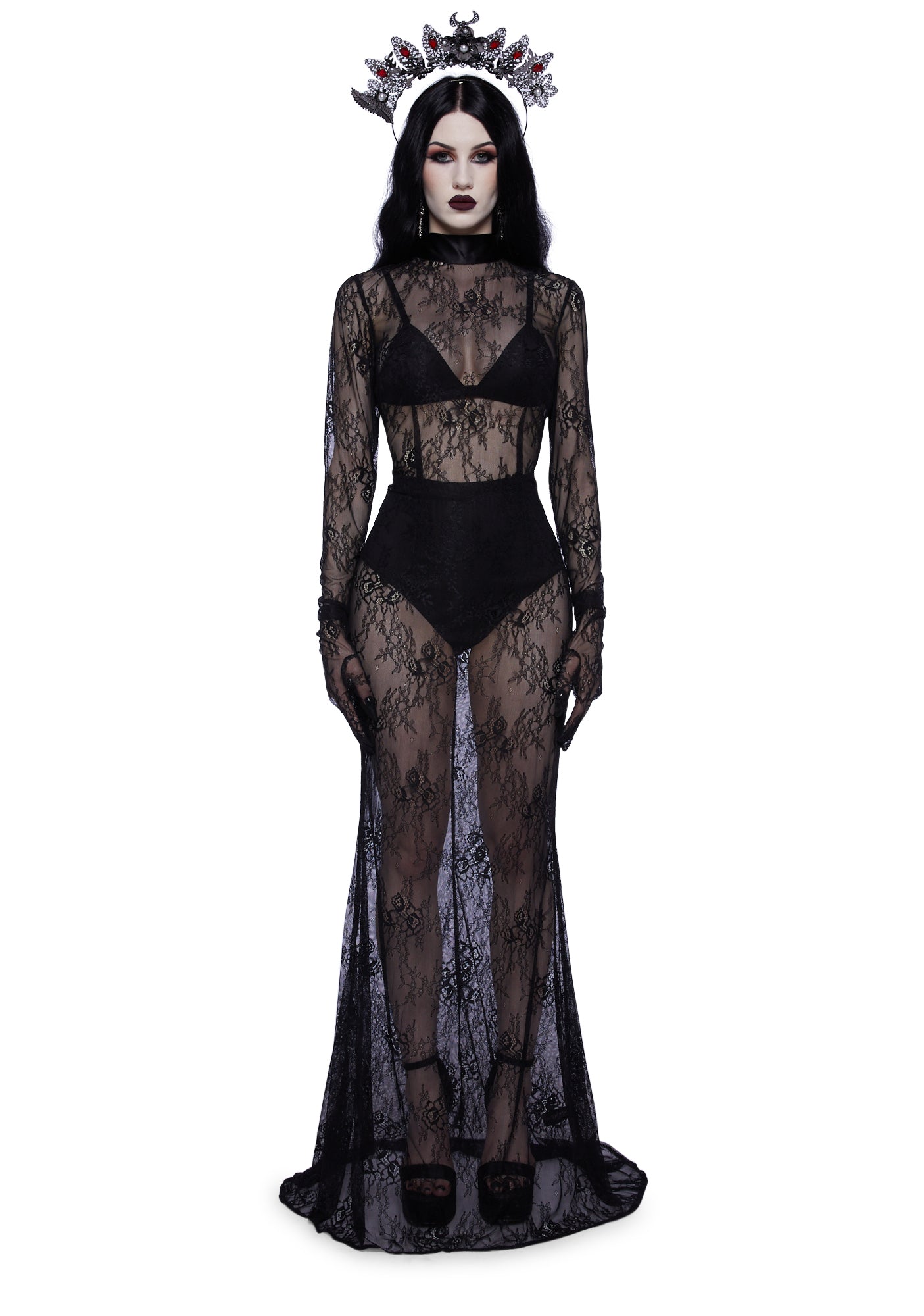 Unholy Lace Bodycon Dress Set- Black Unholy Lace Bodycon Dress Set- Black