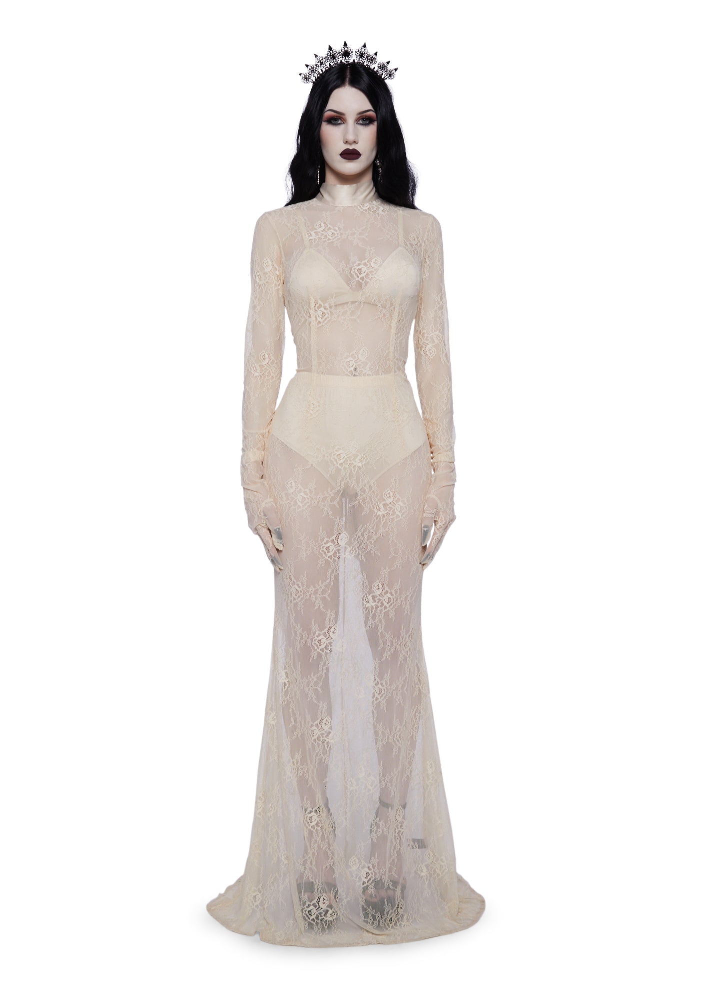 Unholy Lace Bodycon Dress Set- Off White Dolls Kill Unholy Lace Bodycon Dress Set- Off White Dolls Kill
