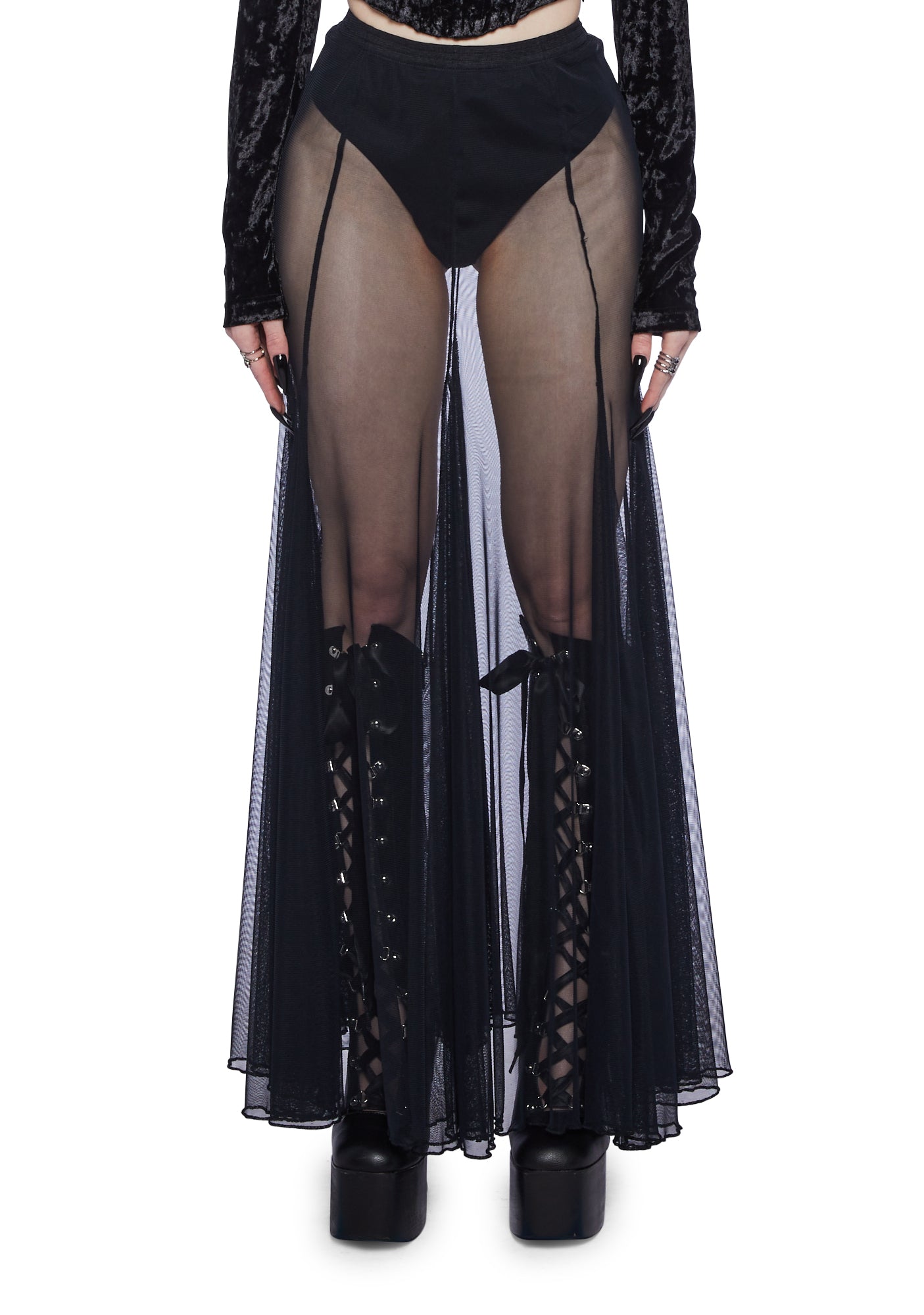 Widow Mesh Maxi Skirt- Black