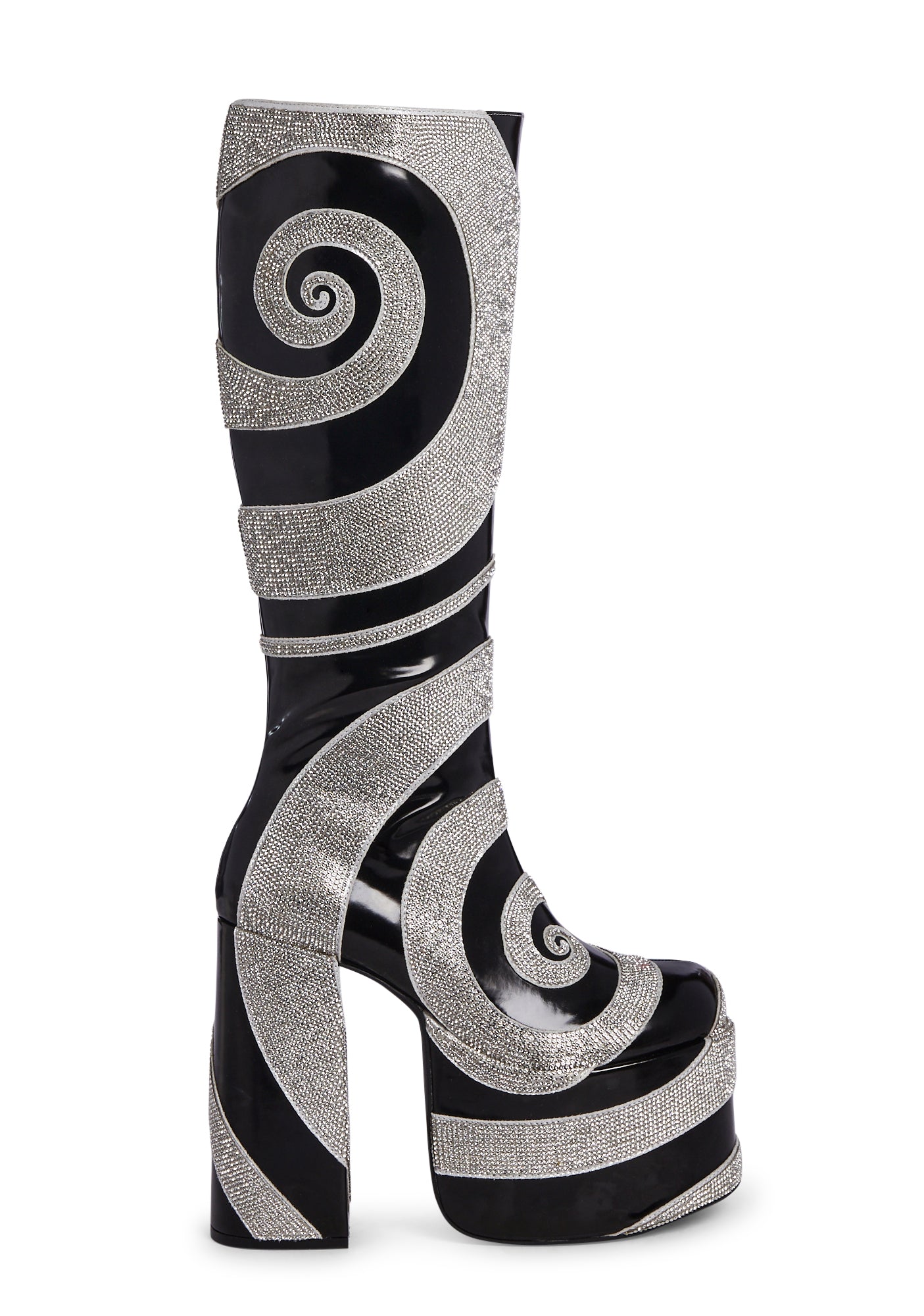 Current Mood Rhinestone Platform Boots Multi Dolls Kill