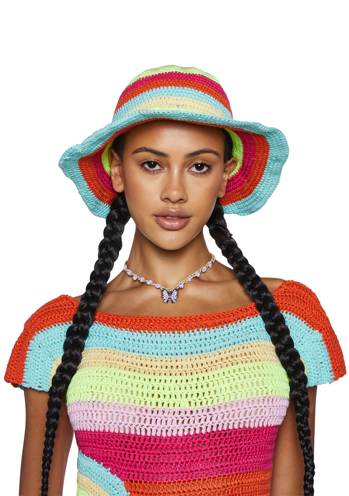 ★韓国の人気★【LMC】★PEACE CROCHET BUCKET HA.T★ハット★ ☆韓国の人気☆【LMC】☆PEACE CROCHET BUCKET HA.T☆ハット