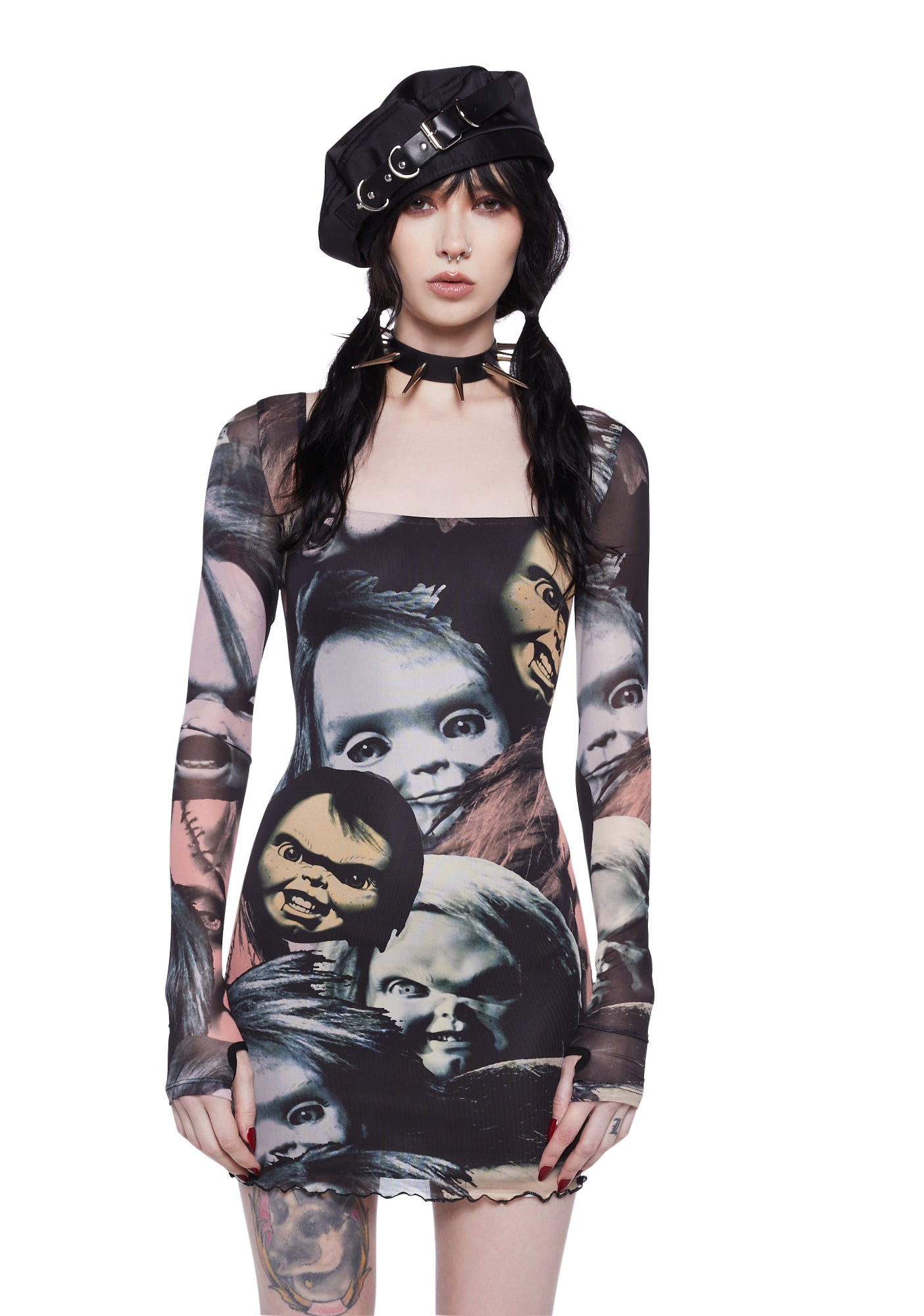 Dolls Kill X Chucky Long Sleeve Mini Dress- Multi