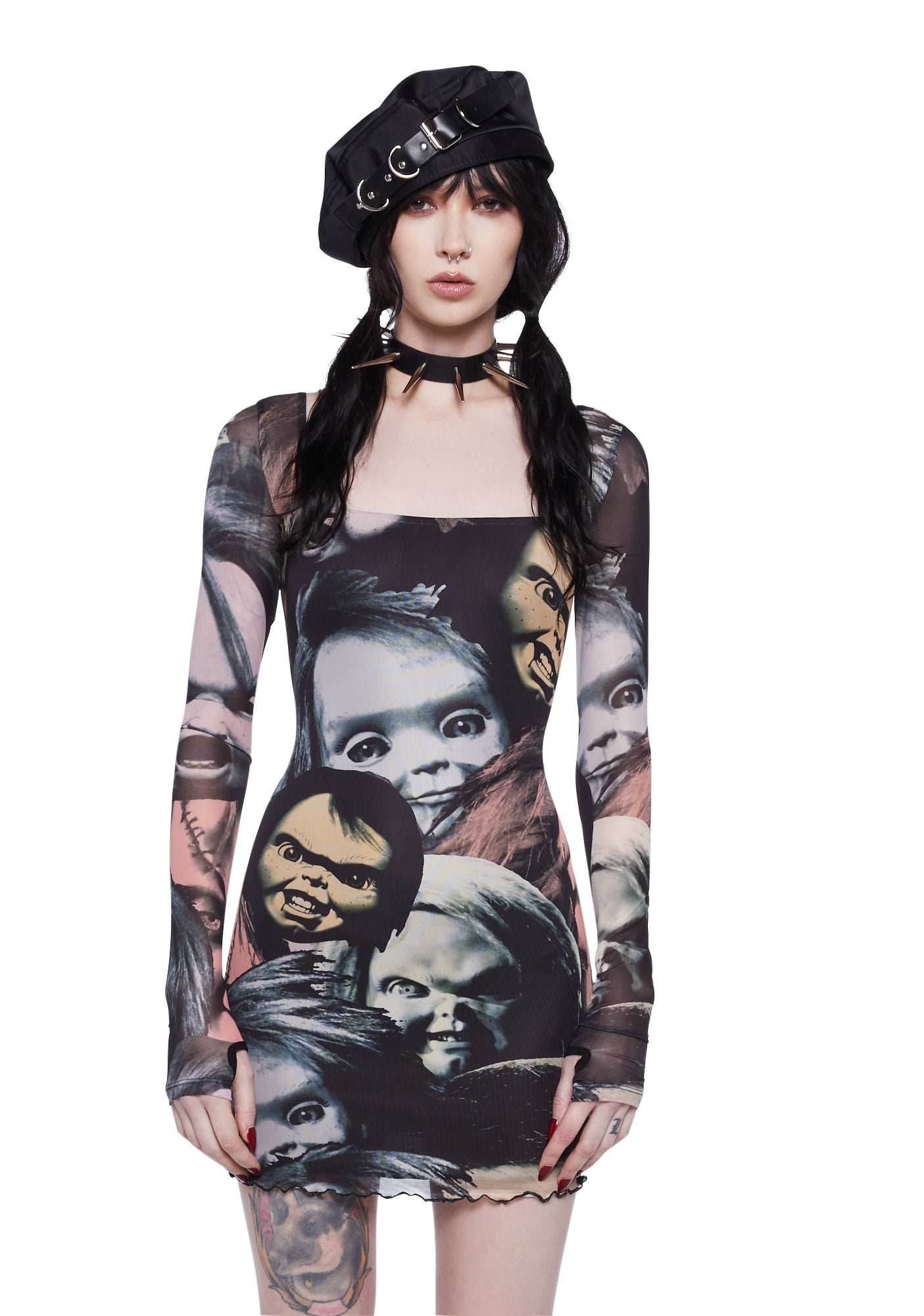 Dolls Kill X Chucky Long Sleeve Mini Dress Multi