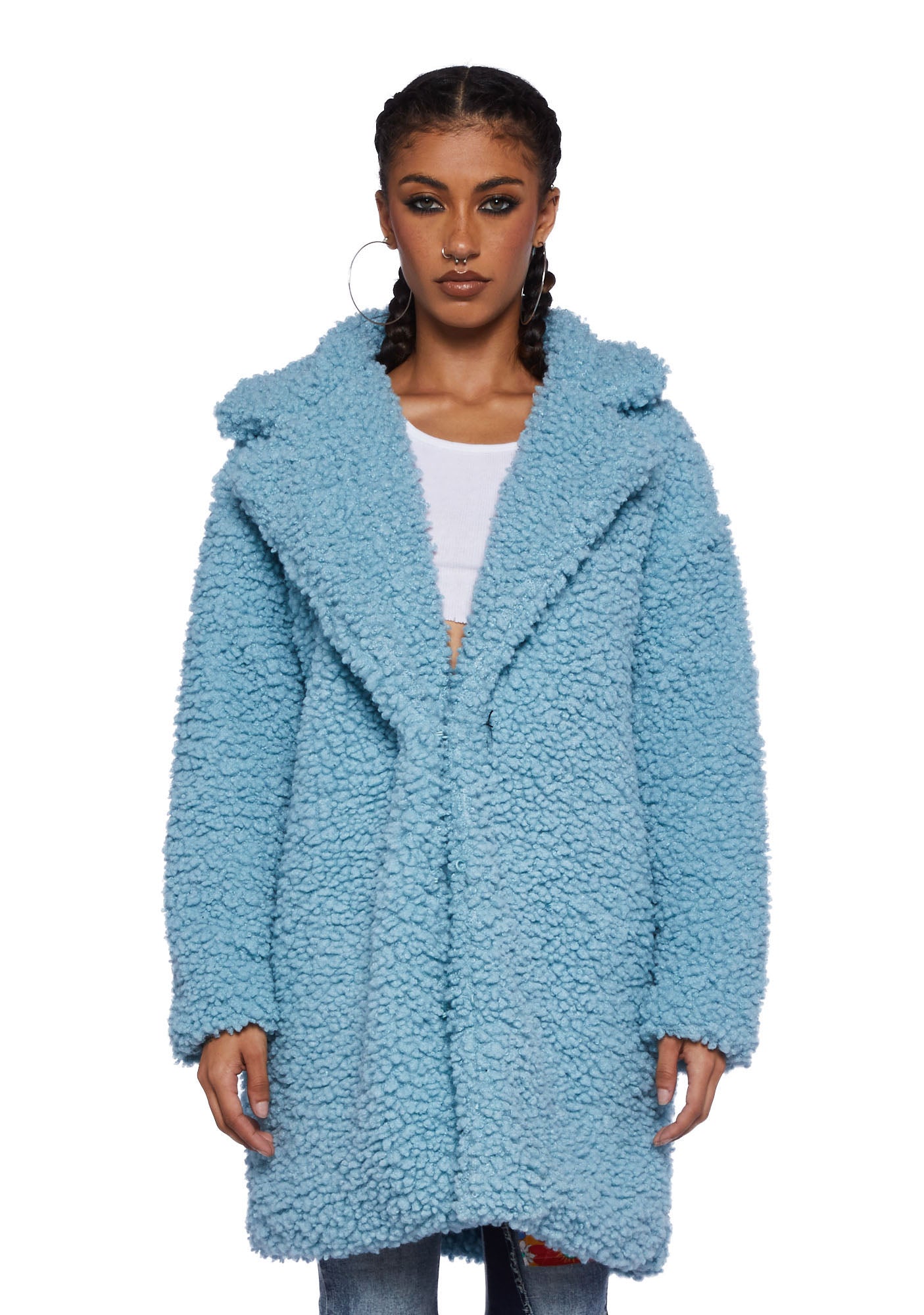 River island blue outlet teddy bear coat