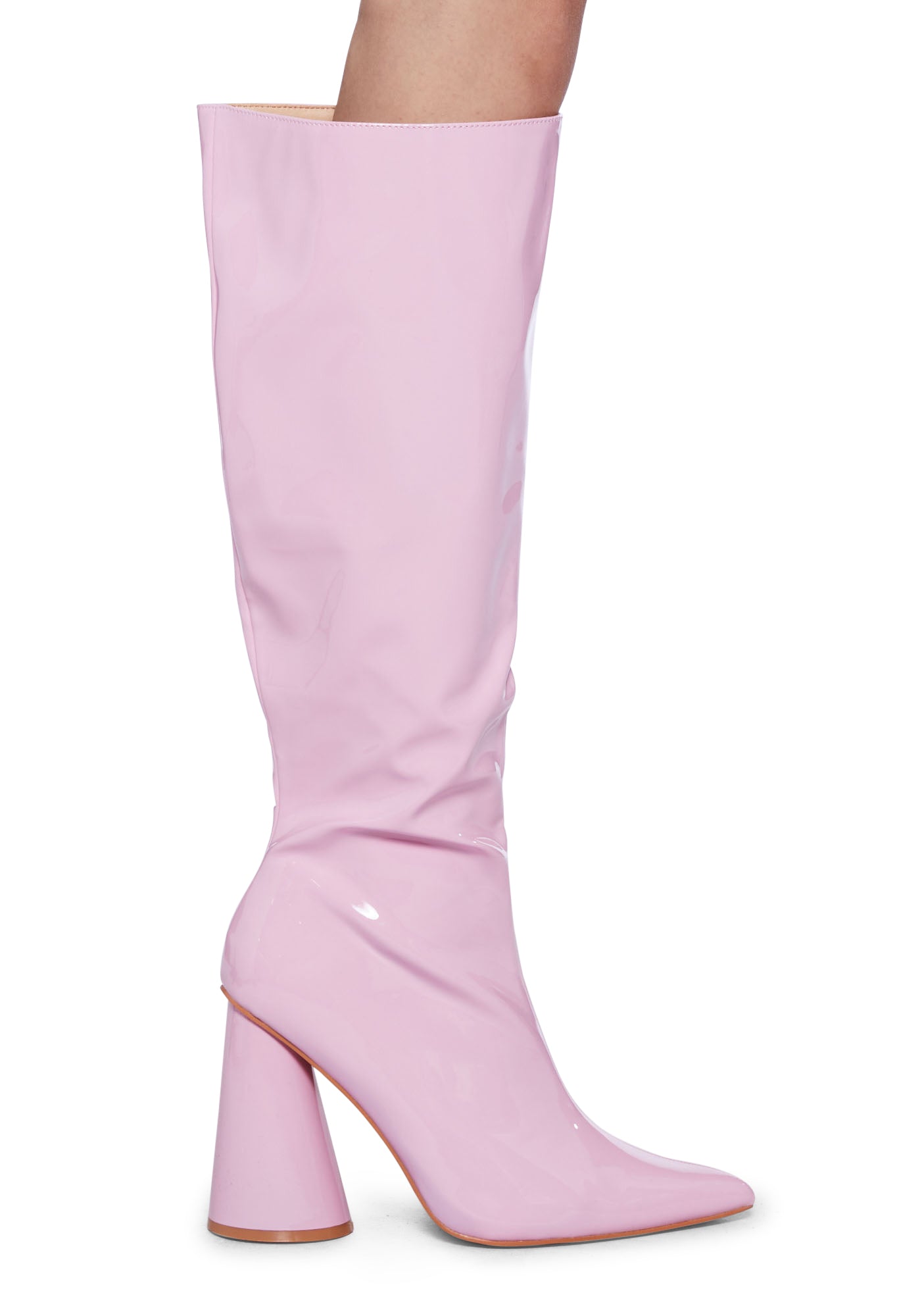 Pink vinyl boots on sale