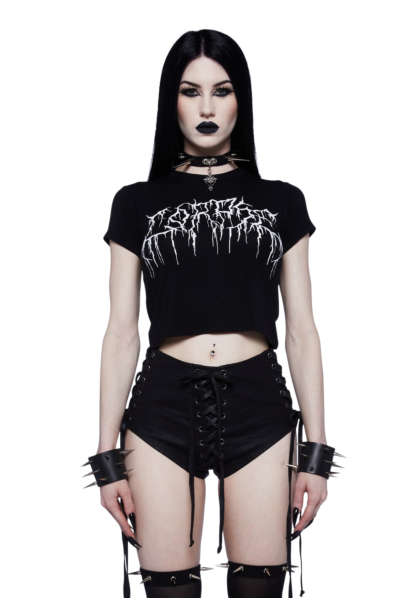 Widow Corpse Graphic Baby Tee - Black