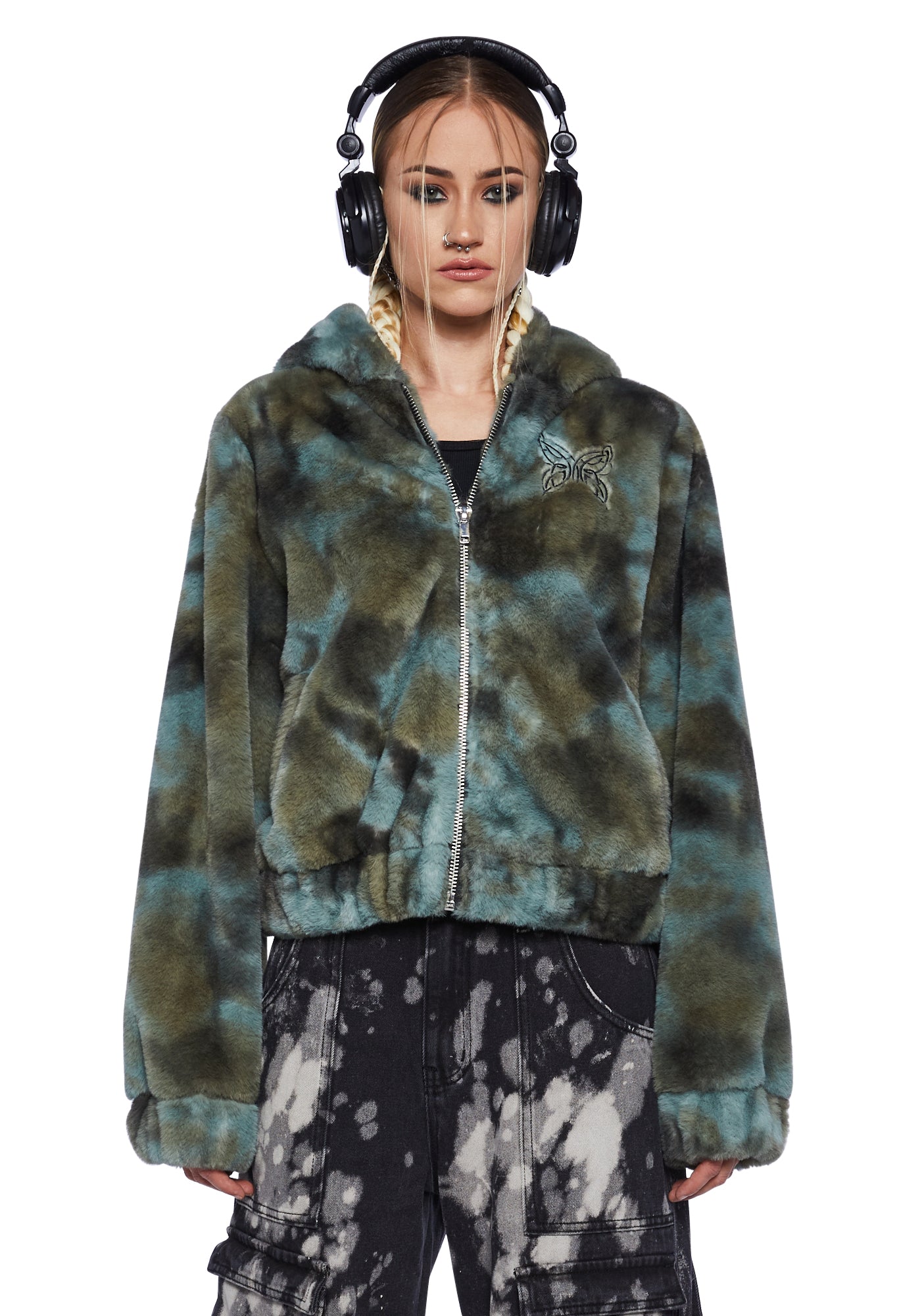 Green fur deals hoodie