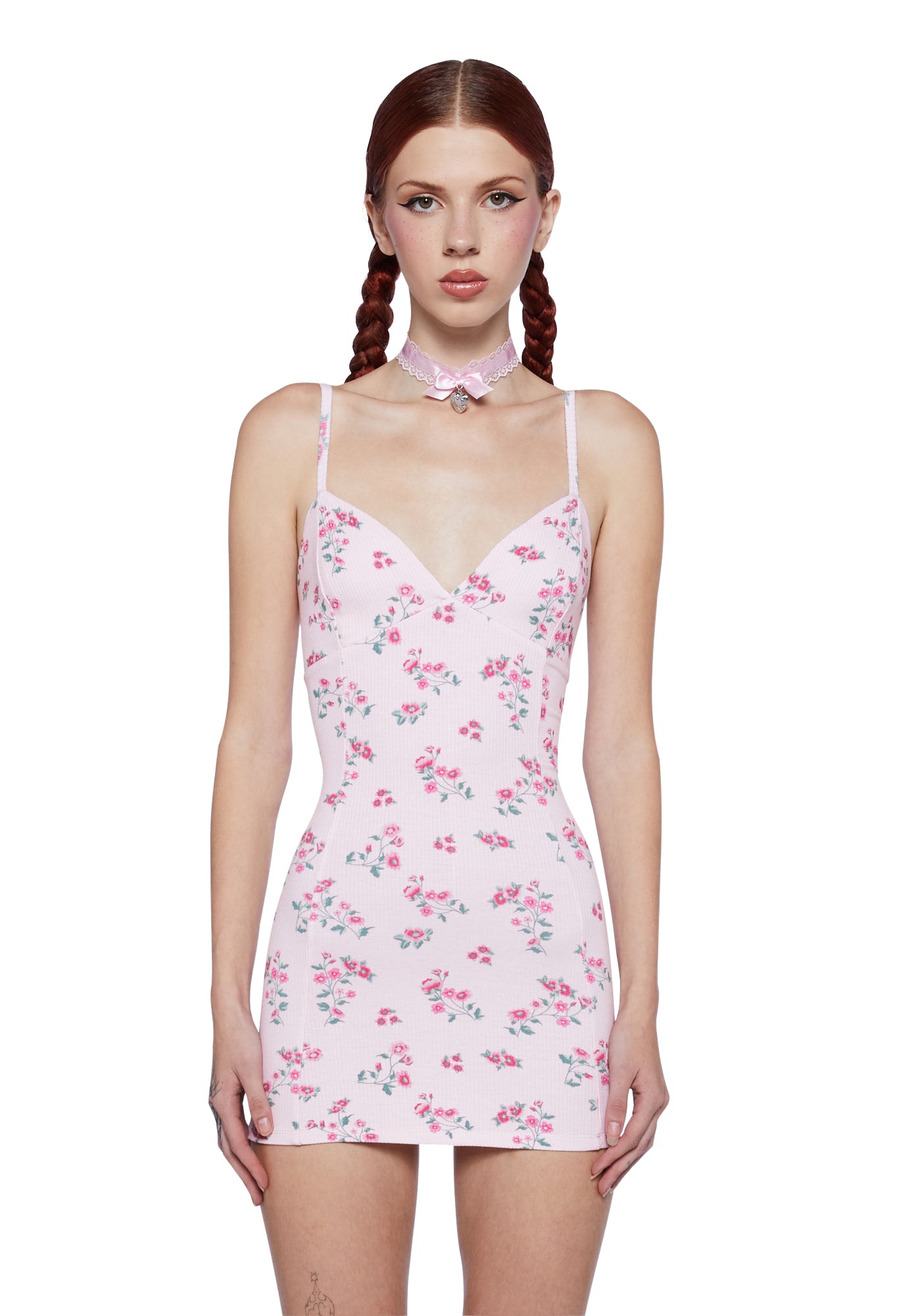 Sugar Thrillz Floral Bodycon Mini Dress - Pink