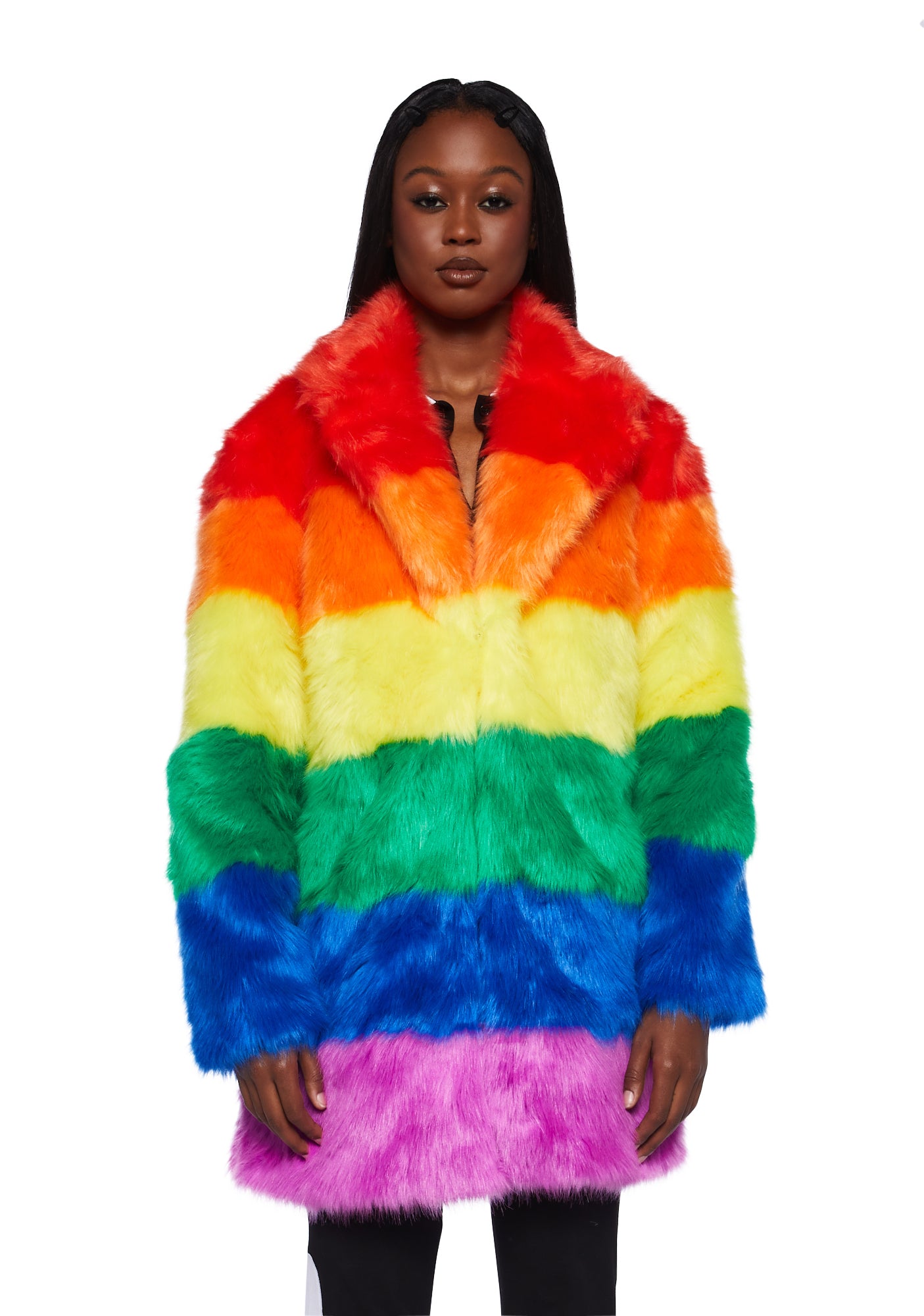 Delia s Faux Fur Coat Multi Dolls Kill