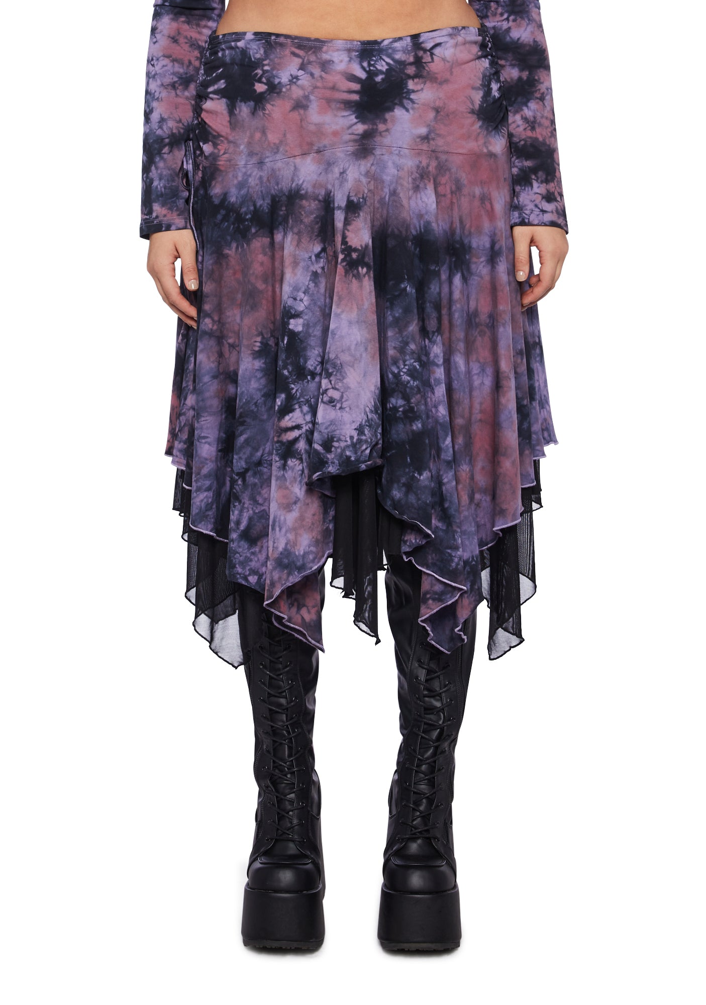 Cloud Tie Dye Midi Swing Skirt main image 1