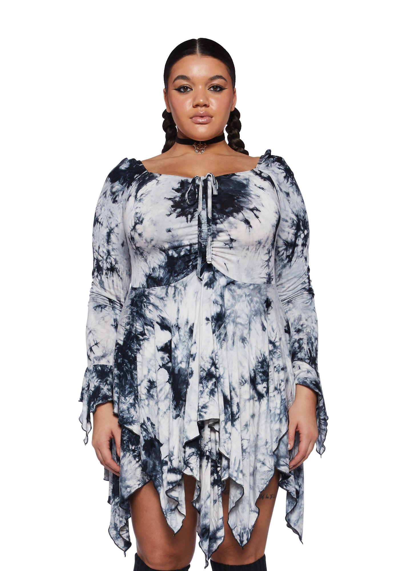 Black and store white handkerchief dress