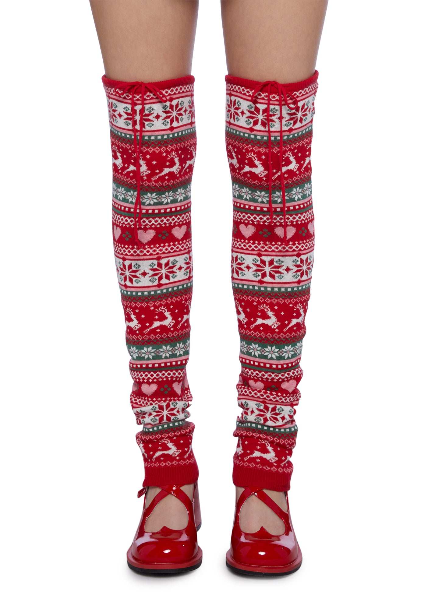 Sugar Thrillz Fair Isle Leg Warmers Red Dolls Kill