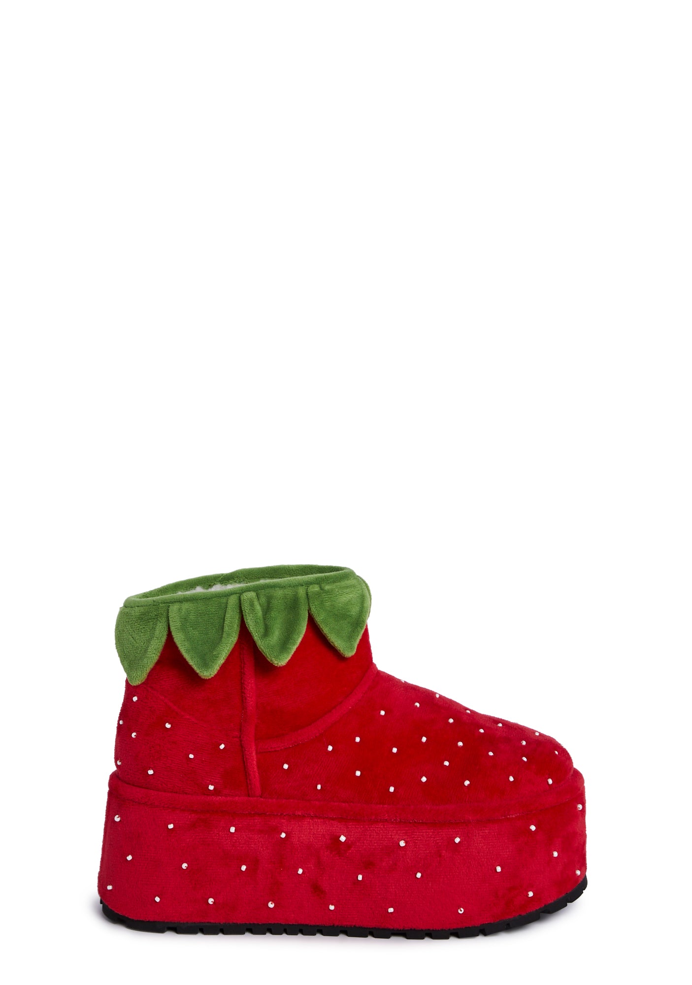 Dolls Kill x Strawberry Shortcake Strawberry Platform Booties Slippers Red