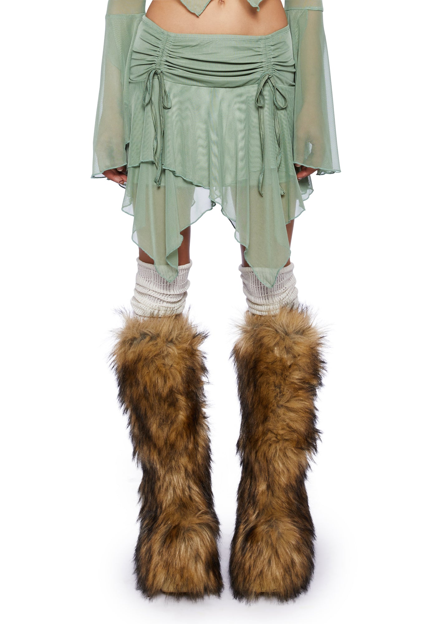 Current Mood Mesh Midi Skirt Green Dolls Kill