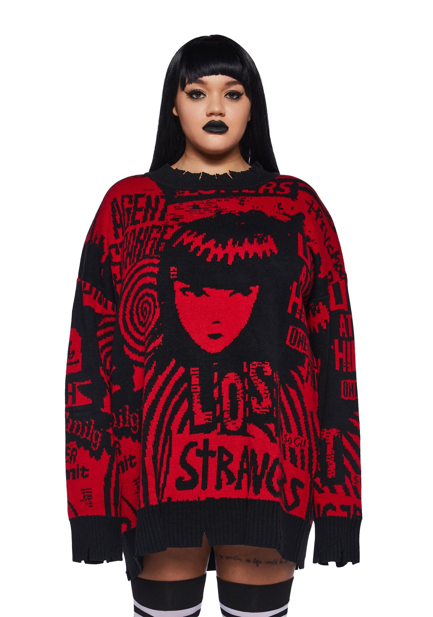 Plus Size Dolls Kill x Emily The Strange Intarsia Trippy Oversized