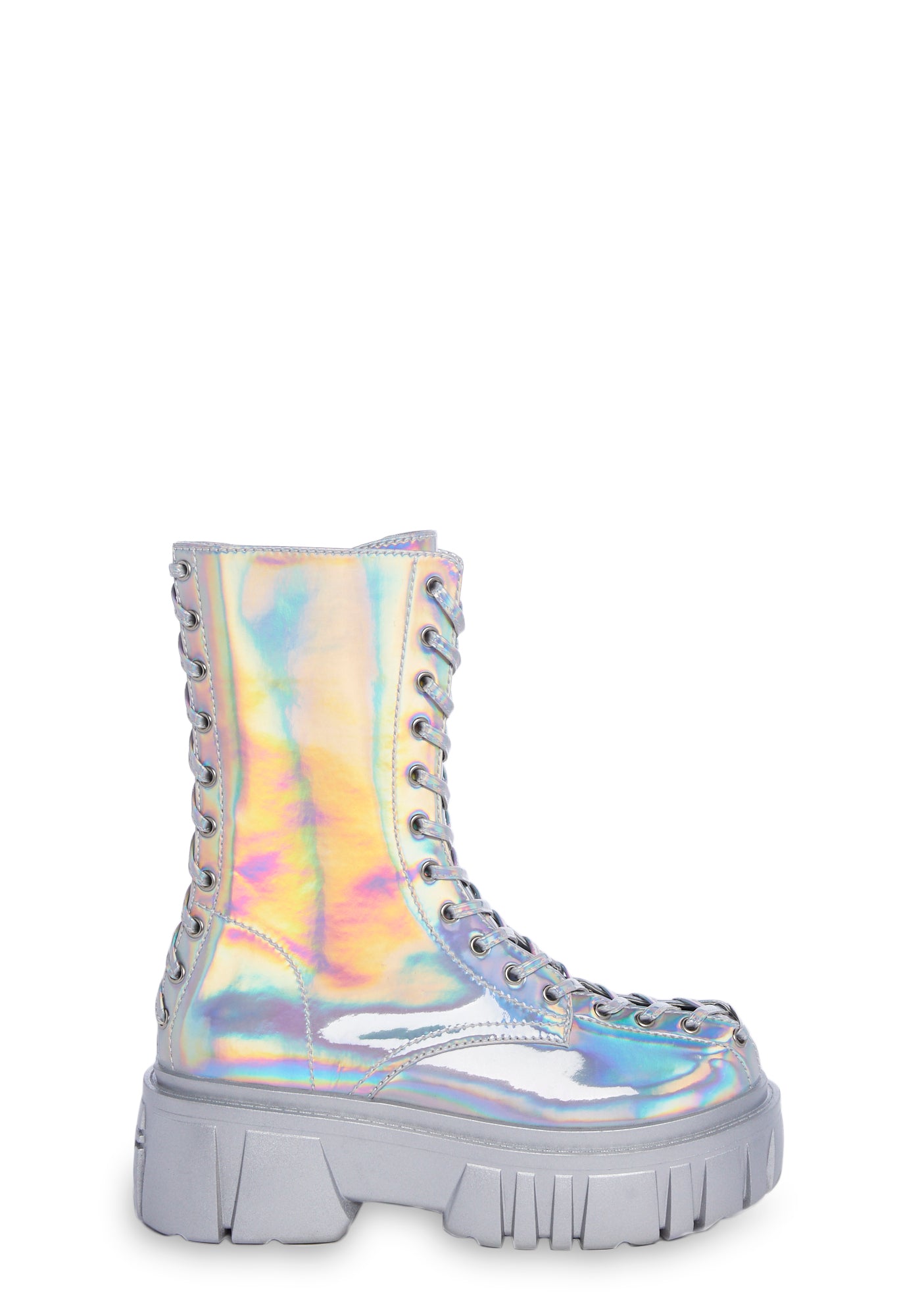 Holographic lace up boots hot sale