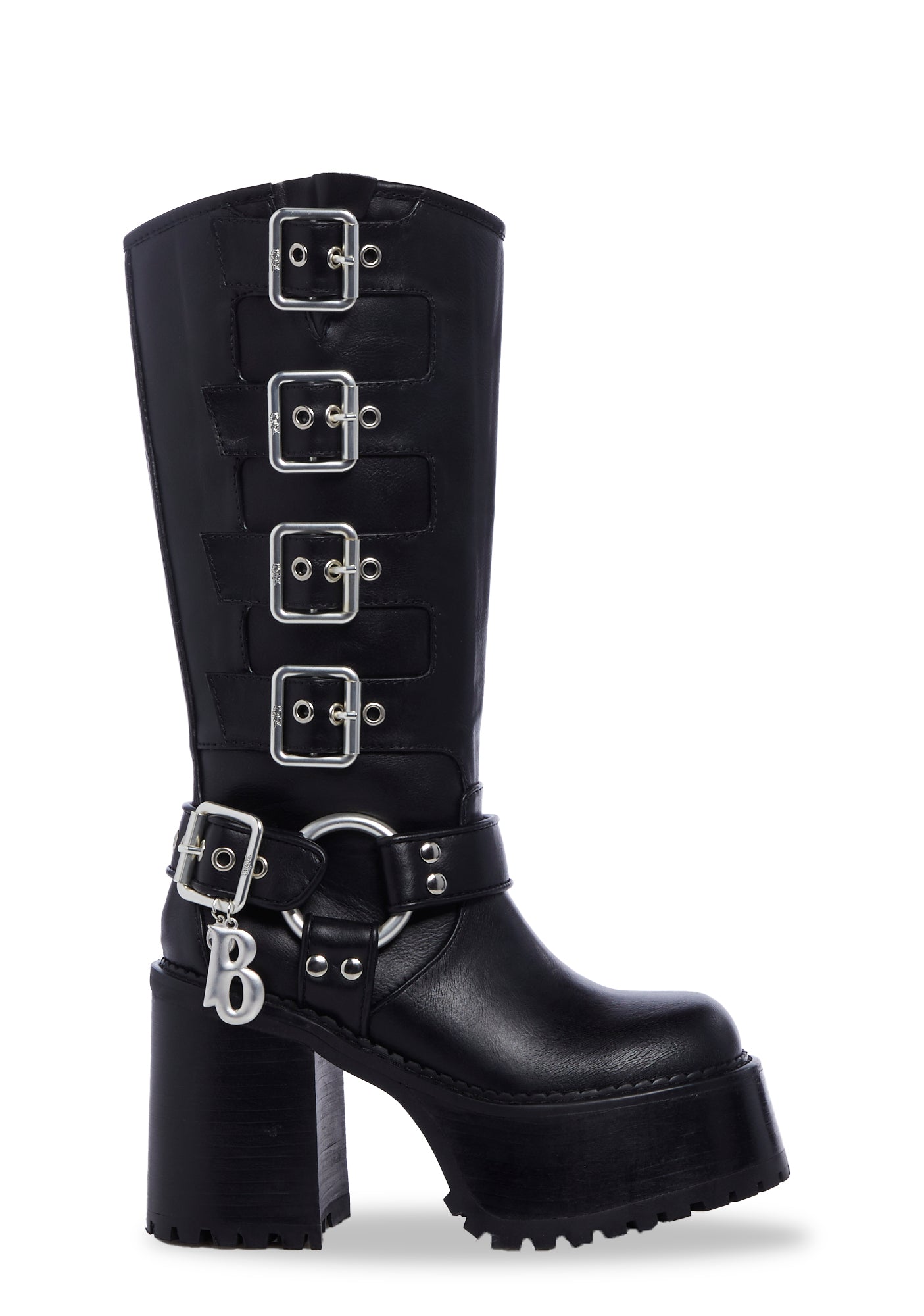 Dolls Kill X Bratz Buckle Platform Boots With Charms Black