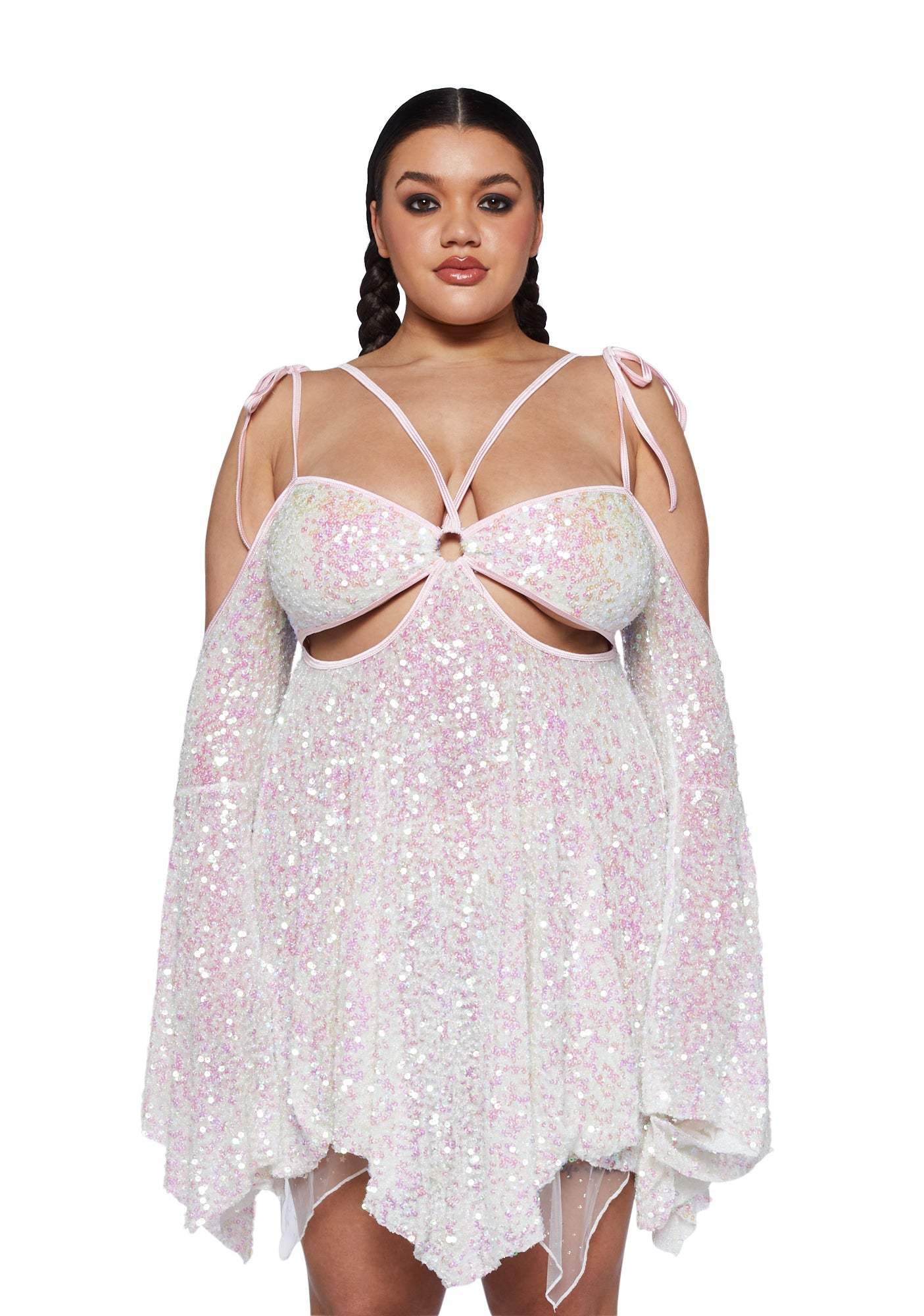 Plus Size Club Exx Sequin Cut Out Mini Dress
