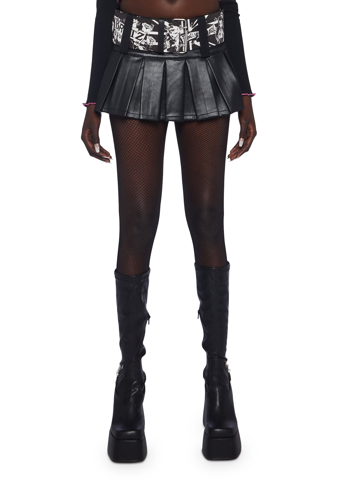 Pleated mini skirt dolls kill top