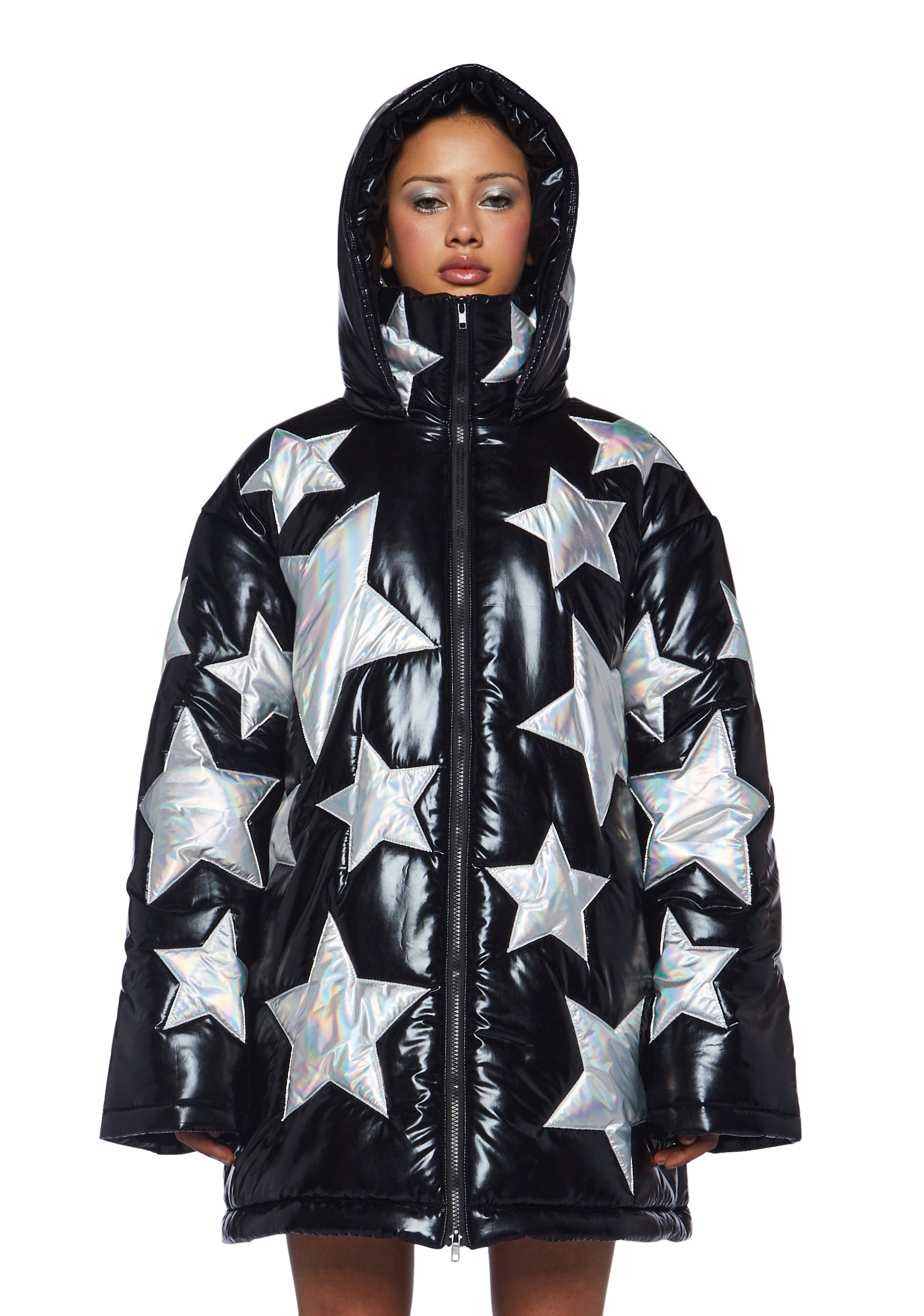 Mens vinyl best sale puffer jacket