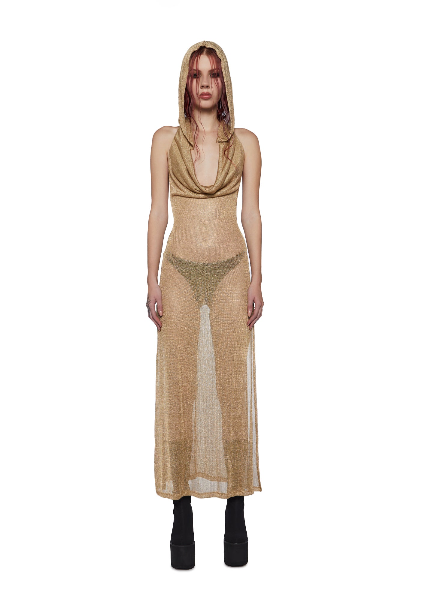 Darker Wavs Metallic Knit Open Back Sexy Maxi Dress - Gold Dolls Kill Darker Wavs Metallic Knit Open Back Sexy Maxi Dress - Gold Dolls Kill