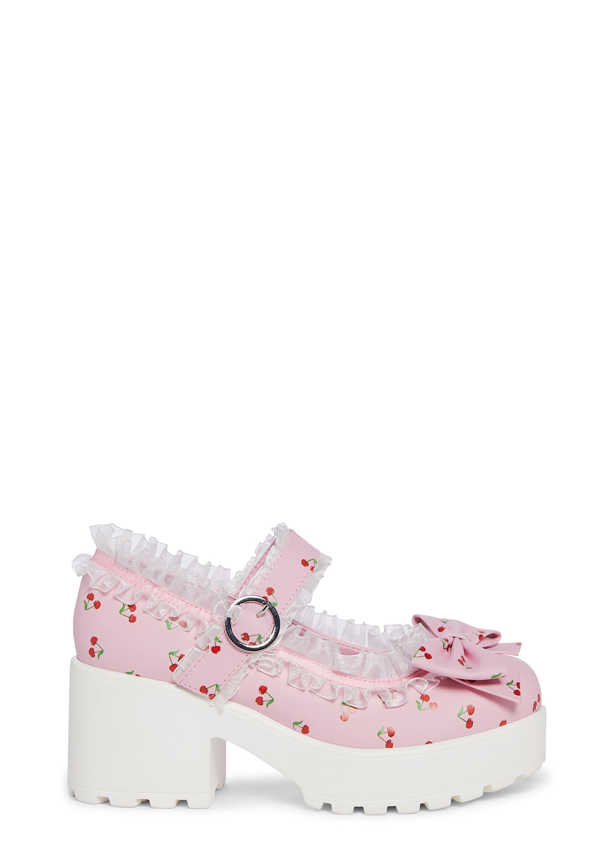 Koi Footwear Cherry Print Girly Platform Mary Janes - Pink