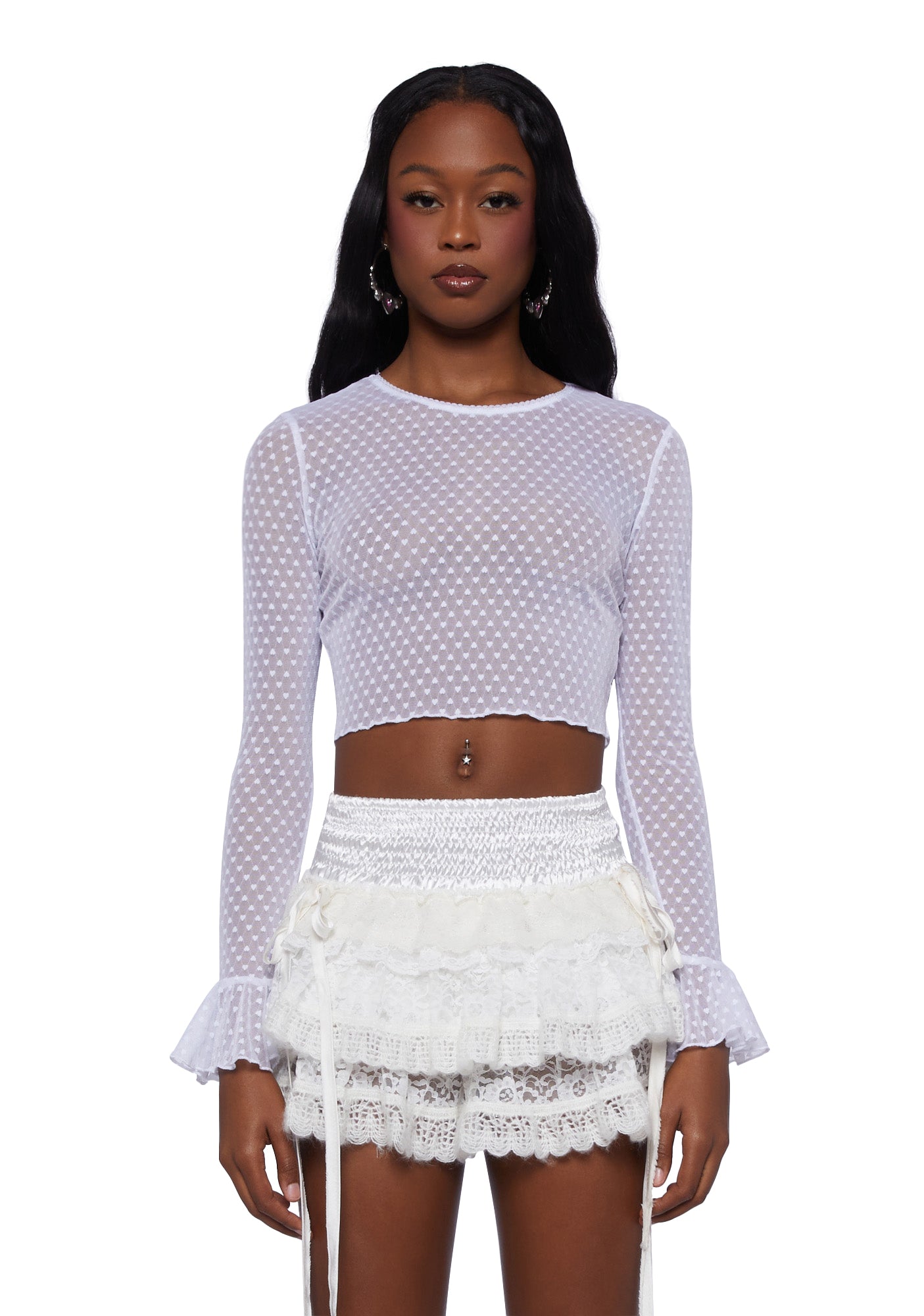 Sheer bell sleeve top online