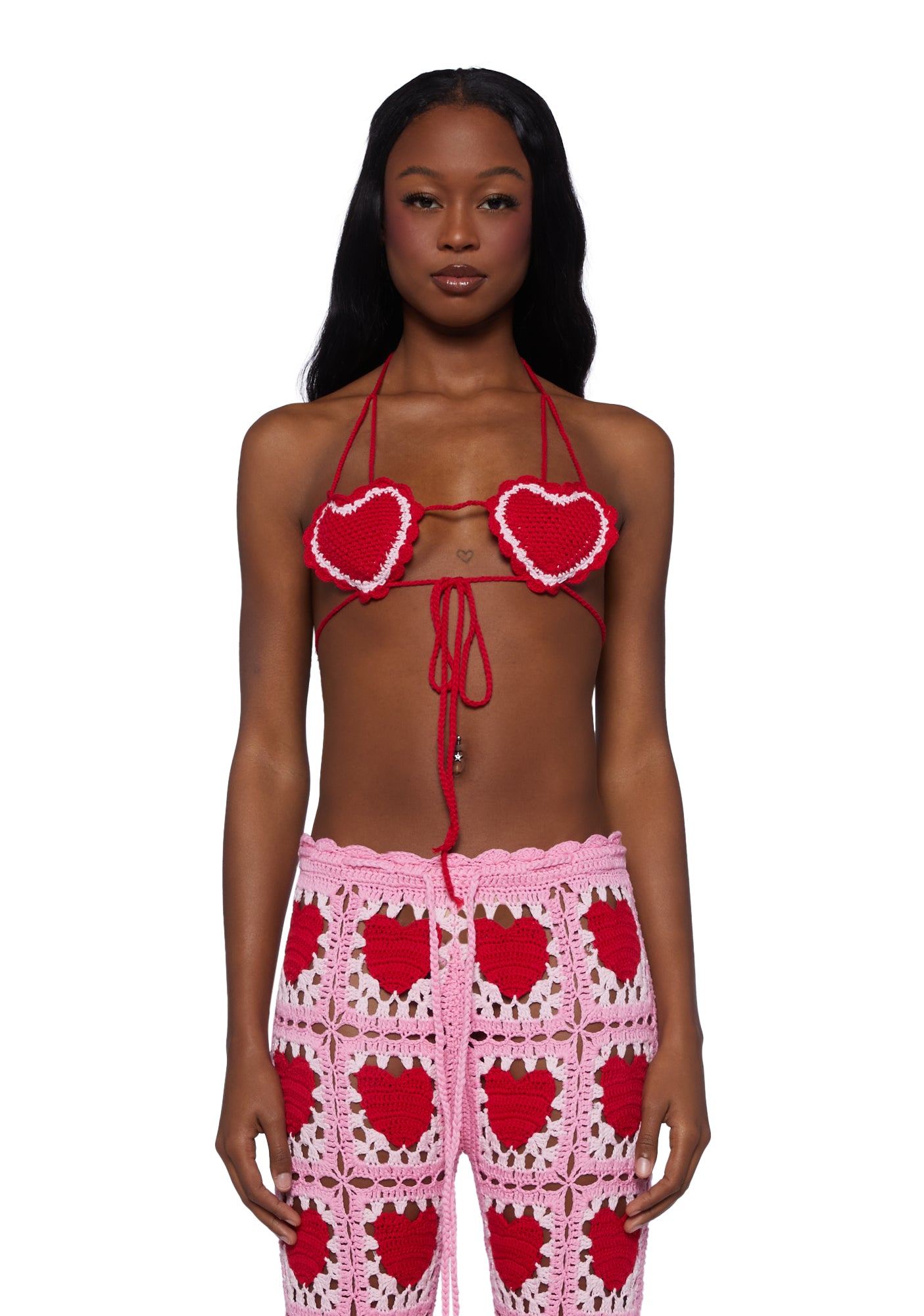 Red crochet bikini top store