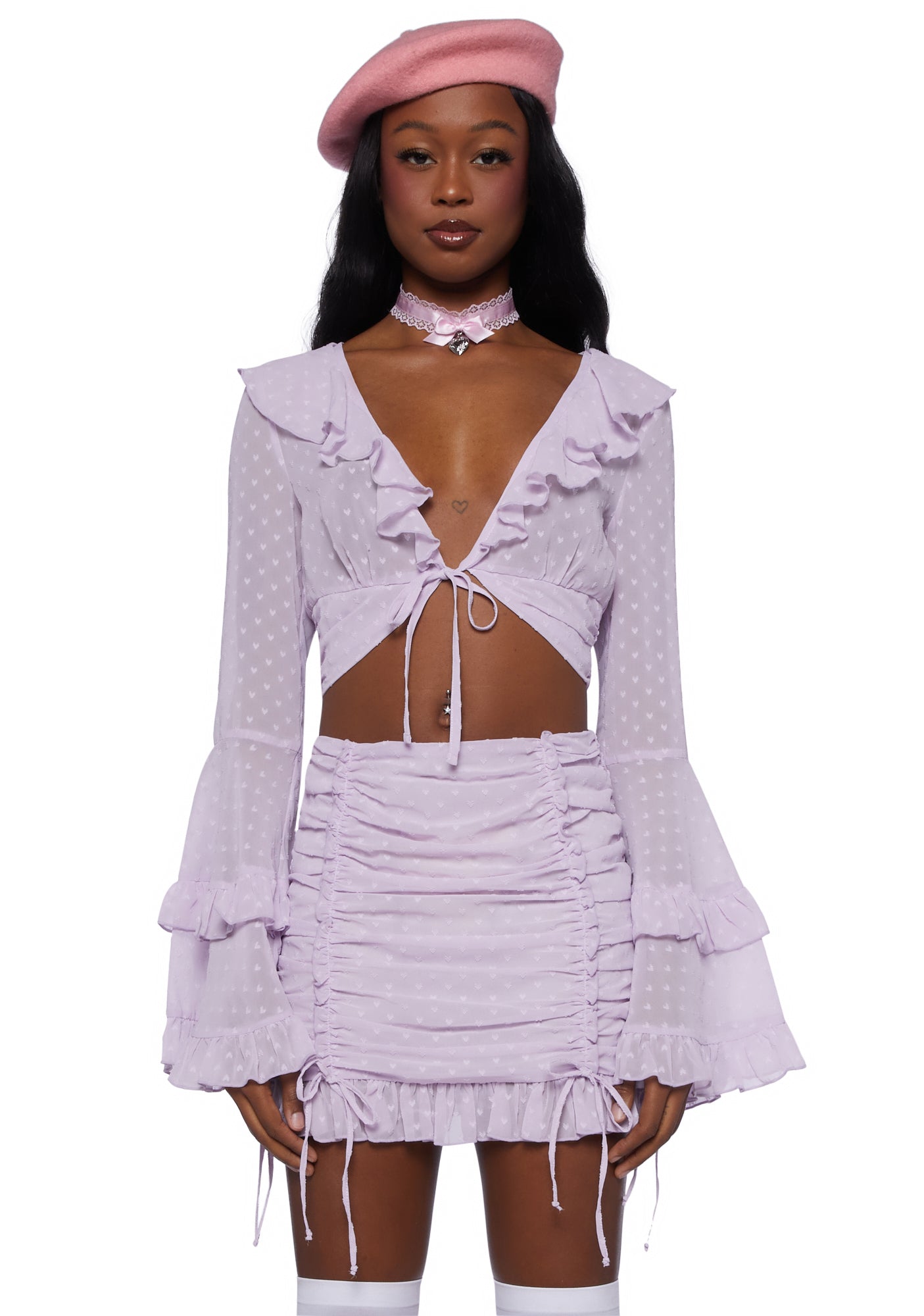 Sugar Thrillz Mesh Long Sleeve Top Purple Dolls Kill